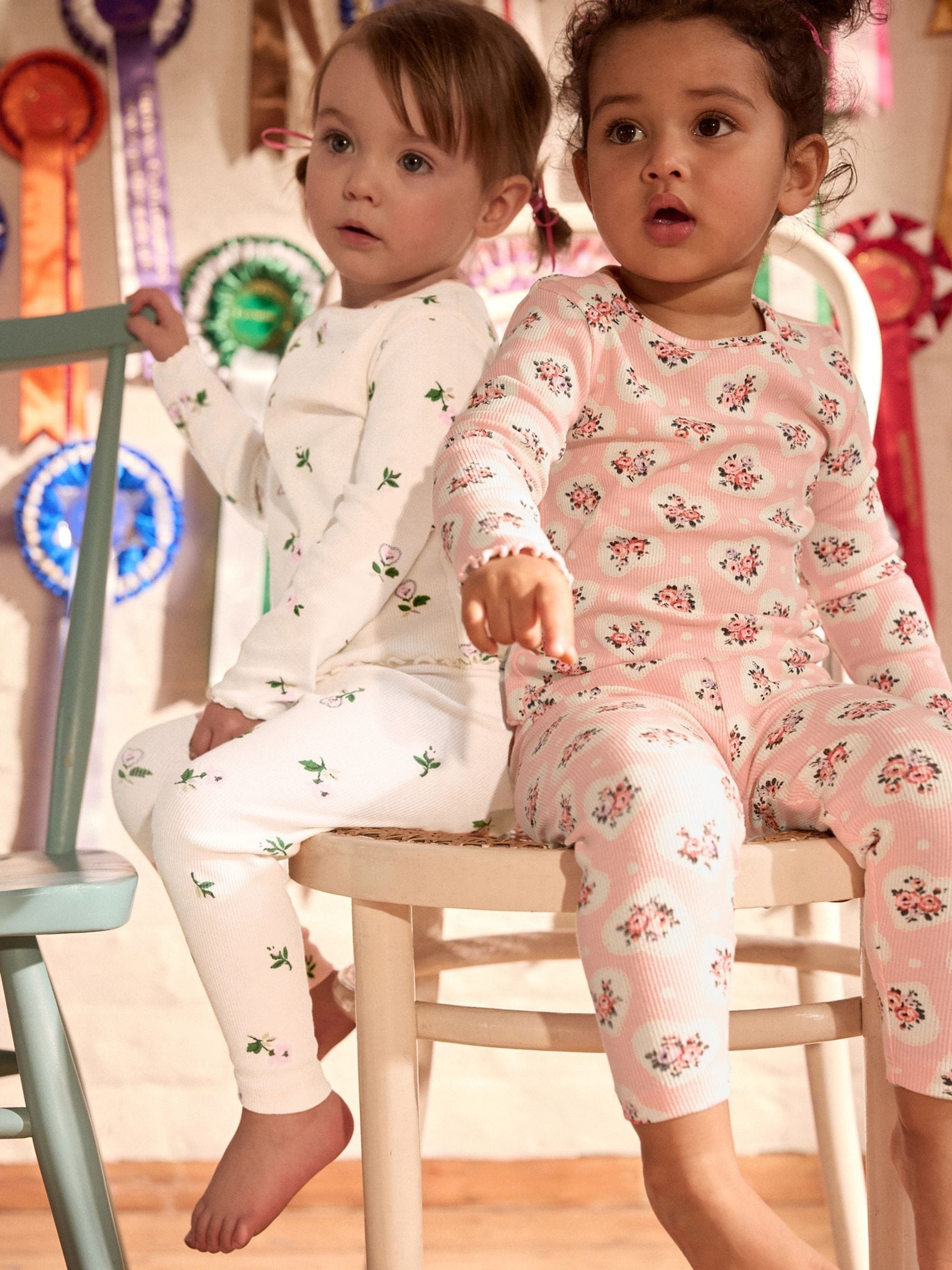 Cath Kidston Pink Floral Ribbed Leggings 3 Pack (3mths-7yrs)