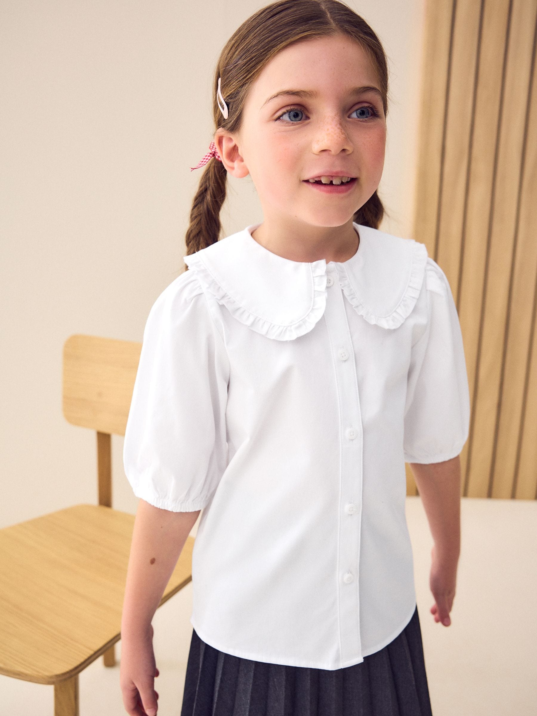 White Premium Cotton Rich Frill Collar School Blouse (3-14yrs)