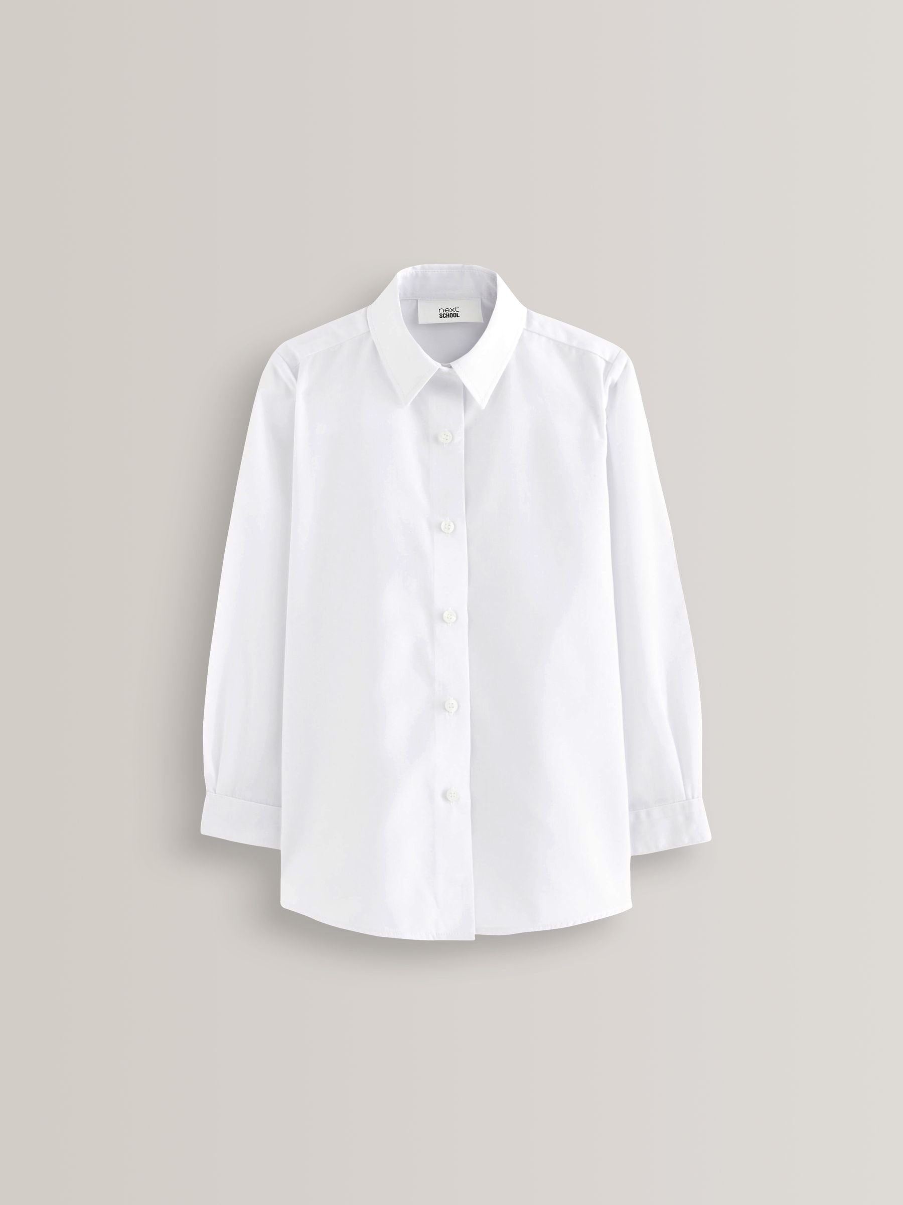 White Regular Fit 5 Pack Long Sleeve Formal School Shirts (3-18yrs)