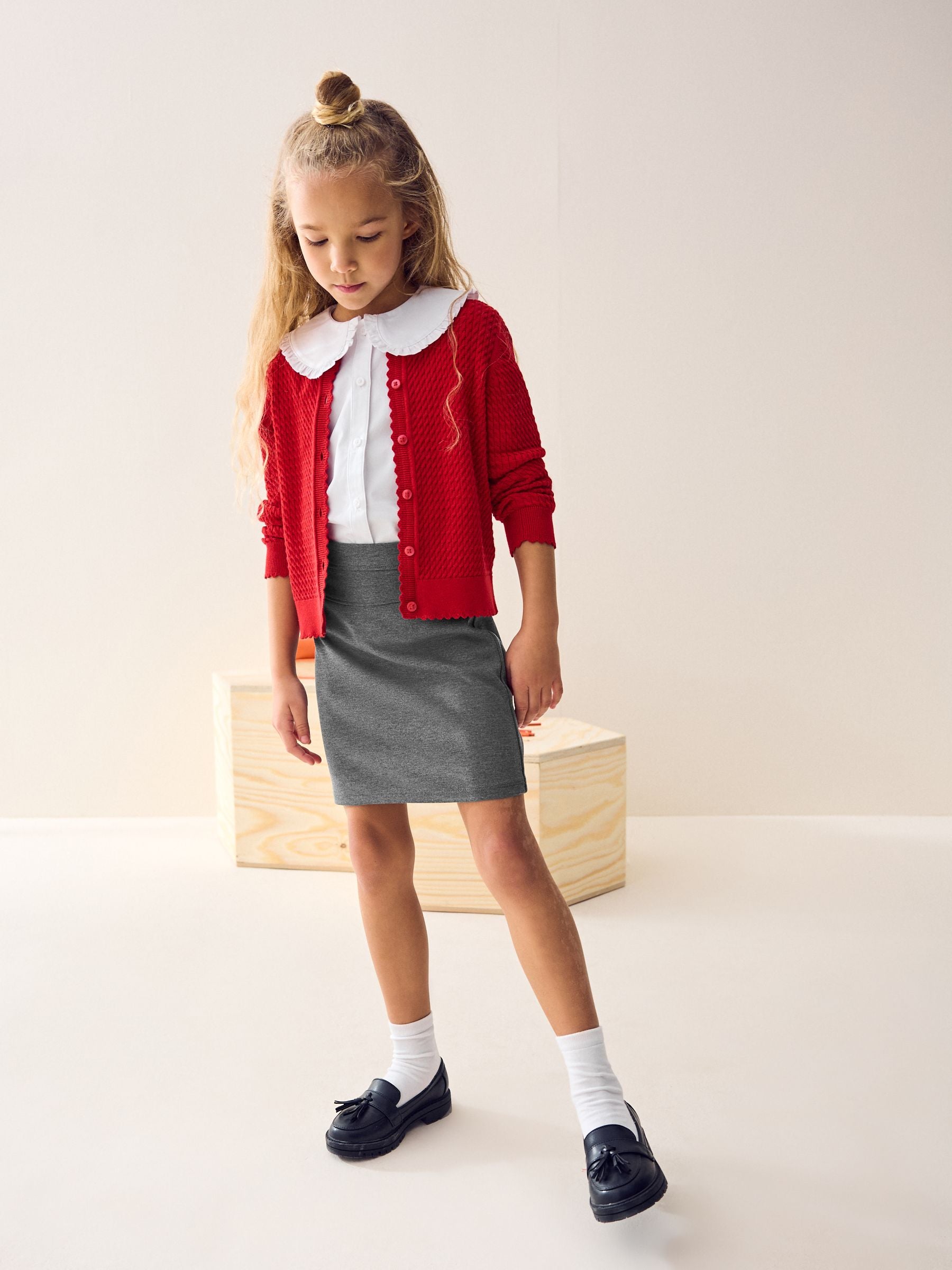 Grey Pull-On Jersey Stretch School Pencil Skirt (3-18yrs)