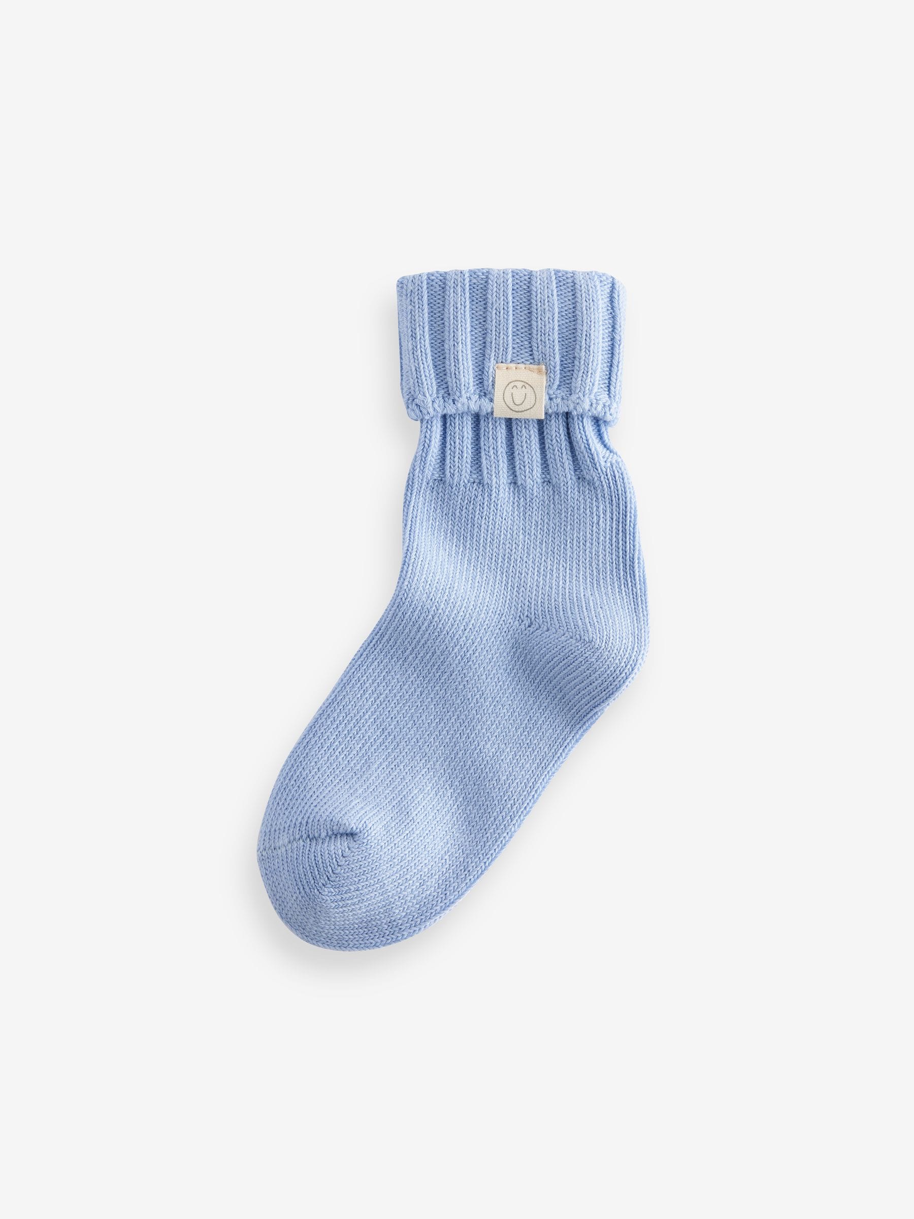 PInk, Blue and Green 3 Pack Cotton Rich Roll Top Ankle Socks
