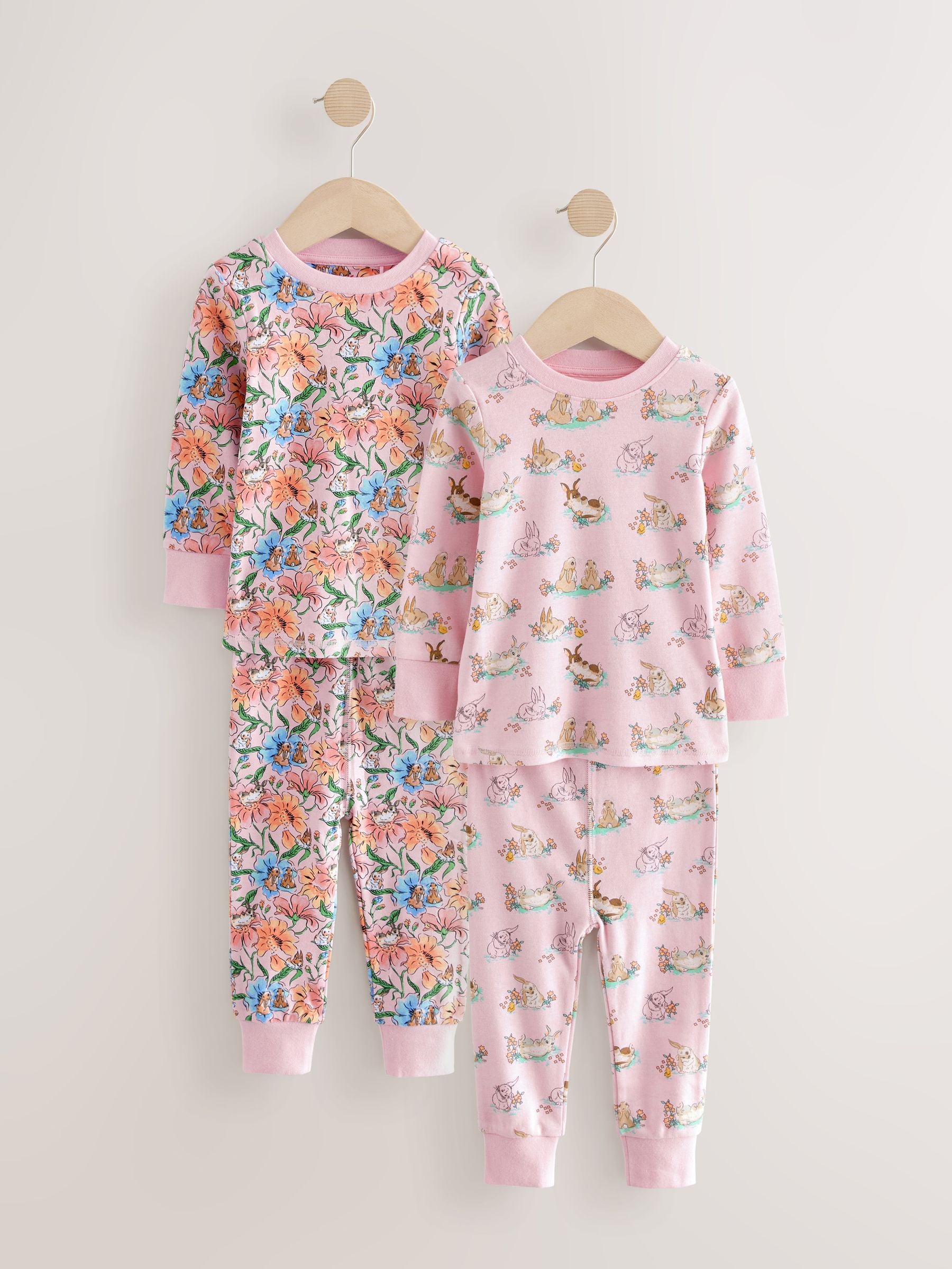 Multi Cath Kidston Bunny Snuggle 100% Cotton Pyjamas 2 Pack