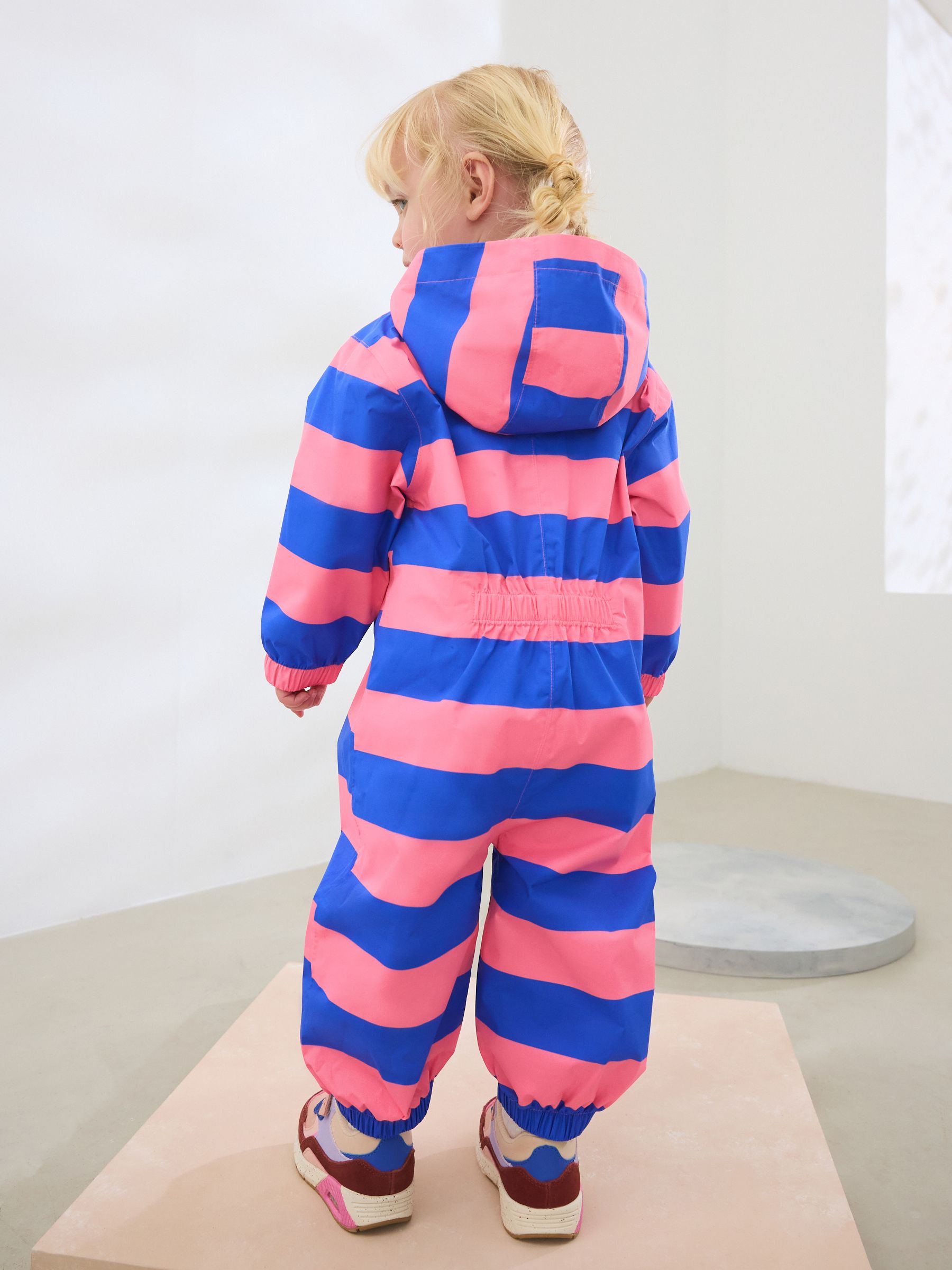 Pink And Blue Stripe Waterproof Hooded Puddlesuit (3mths-7yrs)