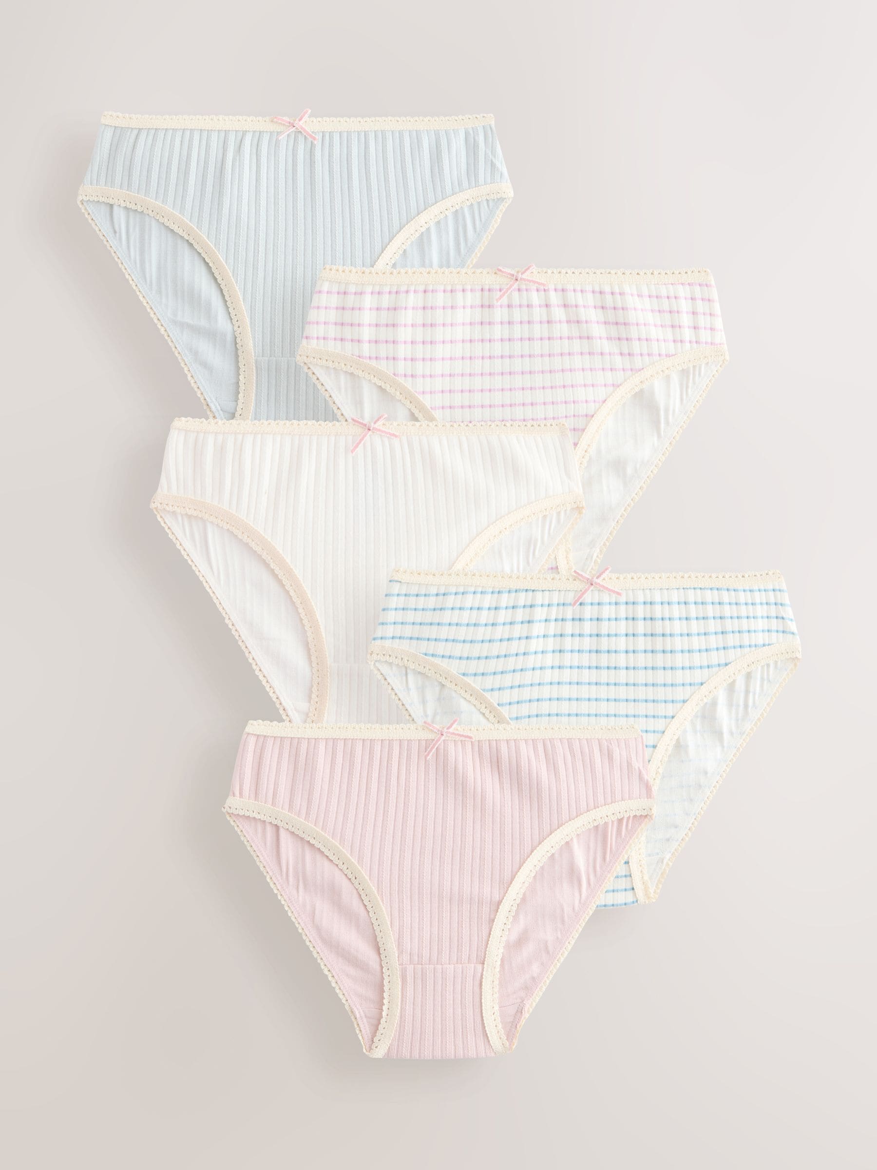 Cream Stripe Bikini Briefs 5 Pack (1.5-16yrs)