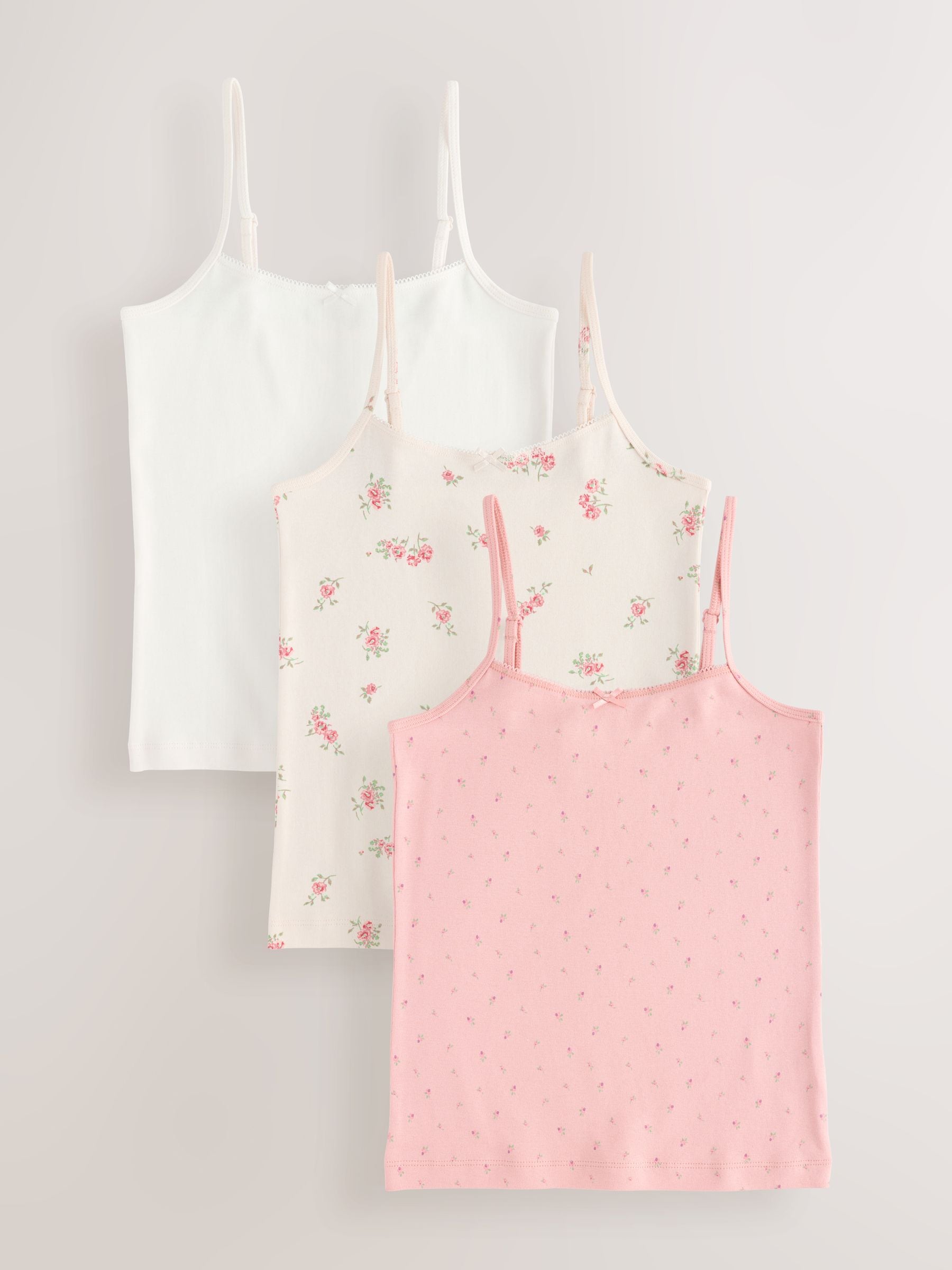 Pink Strappy Printed Cami Vests 3 Pack (1.5-16yrs)