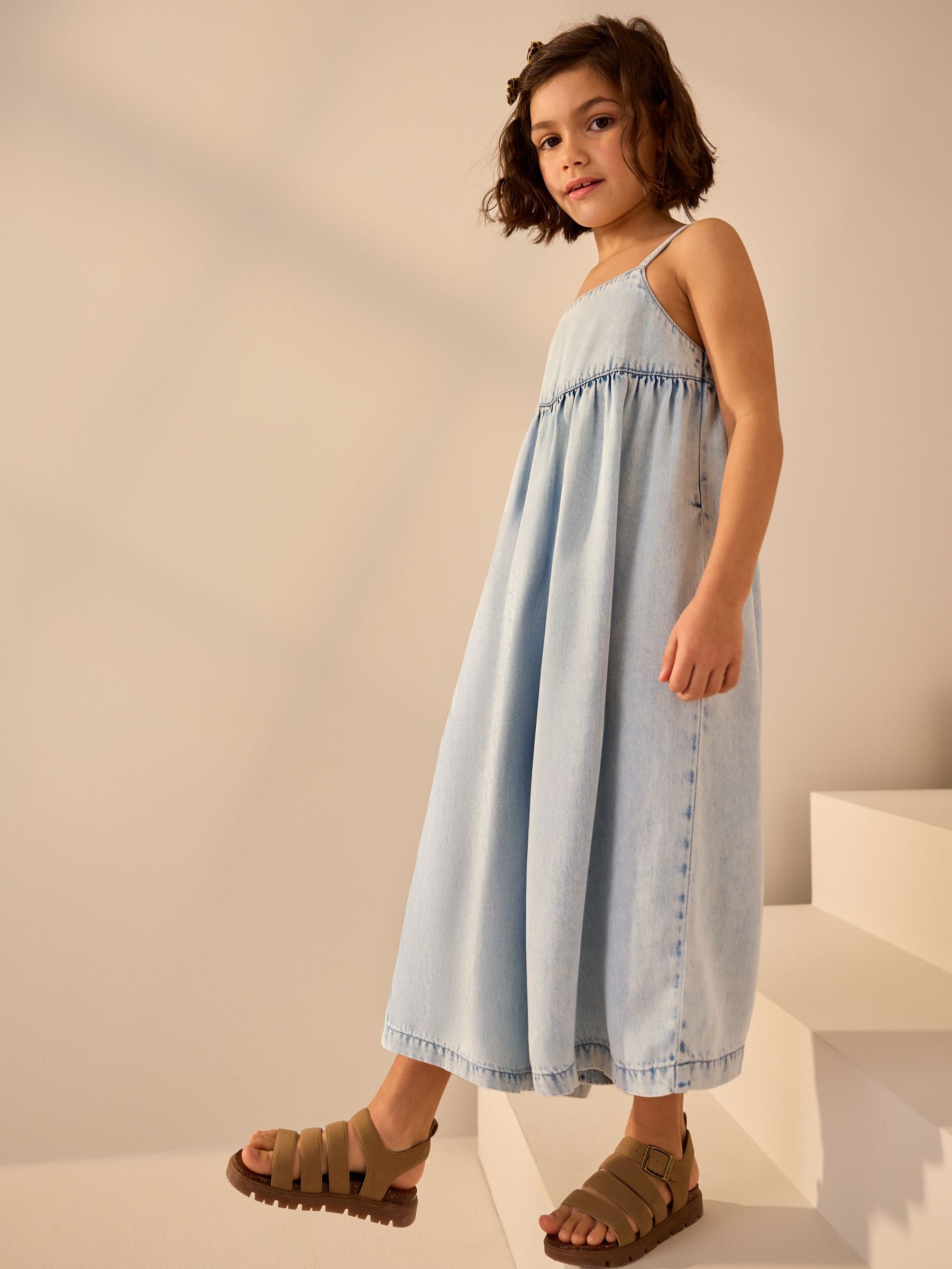 Light Wash Denim Wide Leg Playsuit (3-16yrs)