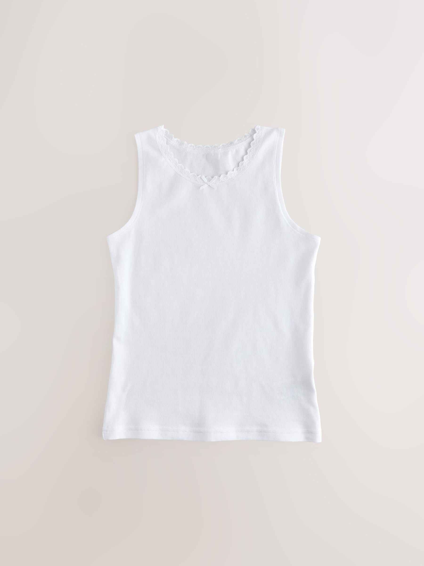 White 5 Pack Lace Trim Vest (1.5-16yrs)