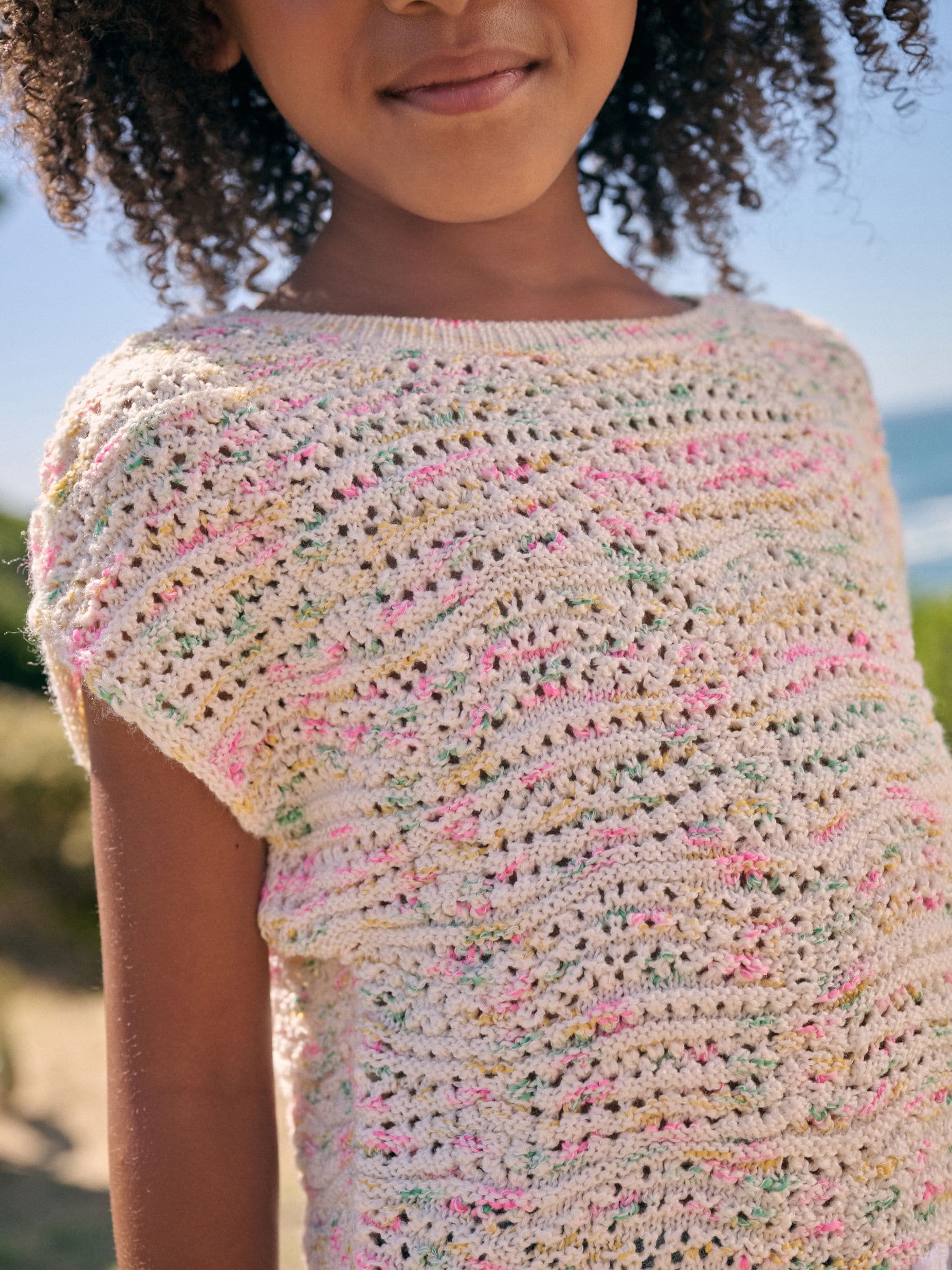 Ecru Knitted Tassle Top (3-16yrs)