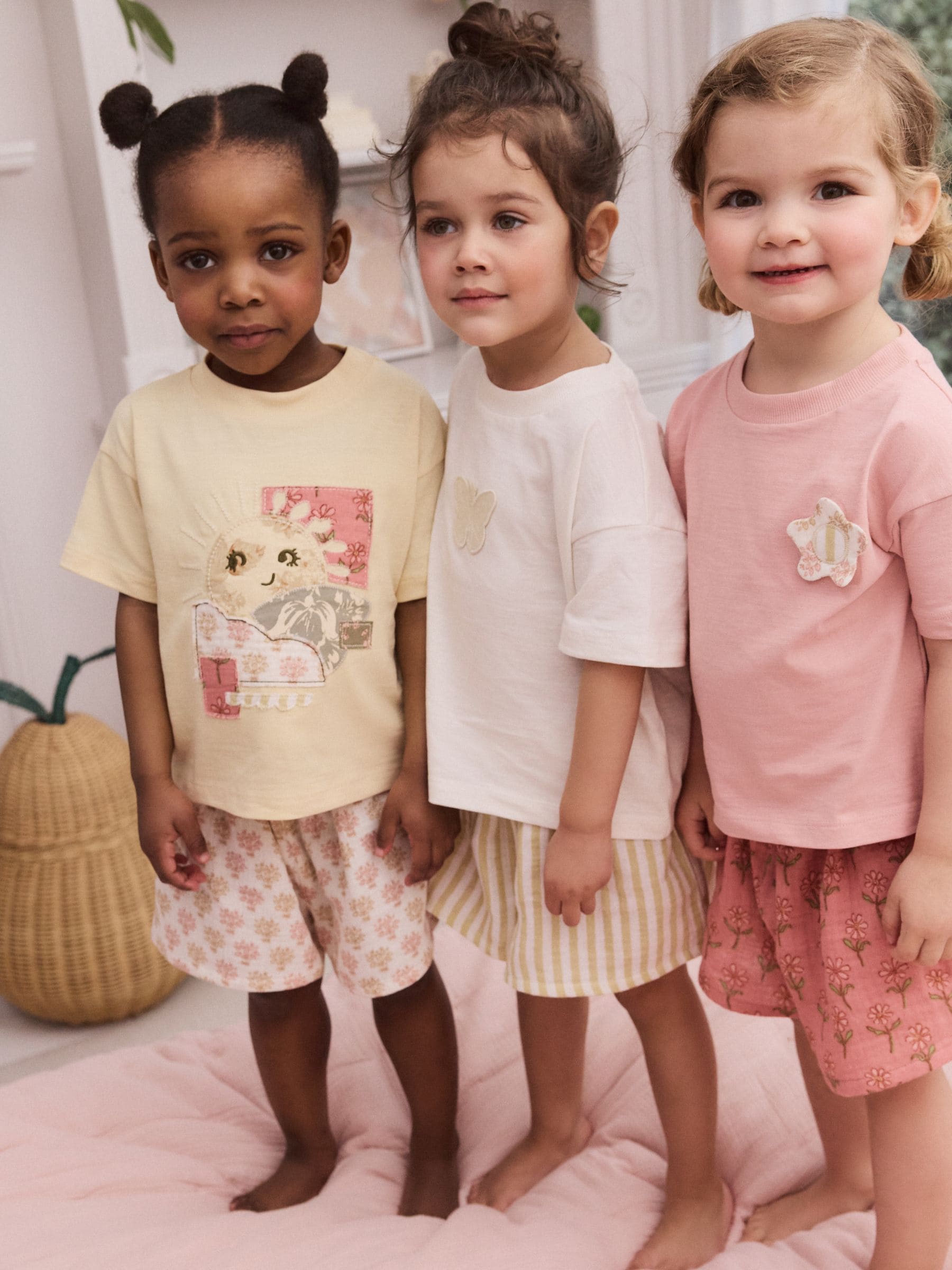 Yellow Woven Bottoms Shorts 100% Cotton Pyjamas 3 Pack (9mths-16yrs)