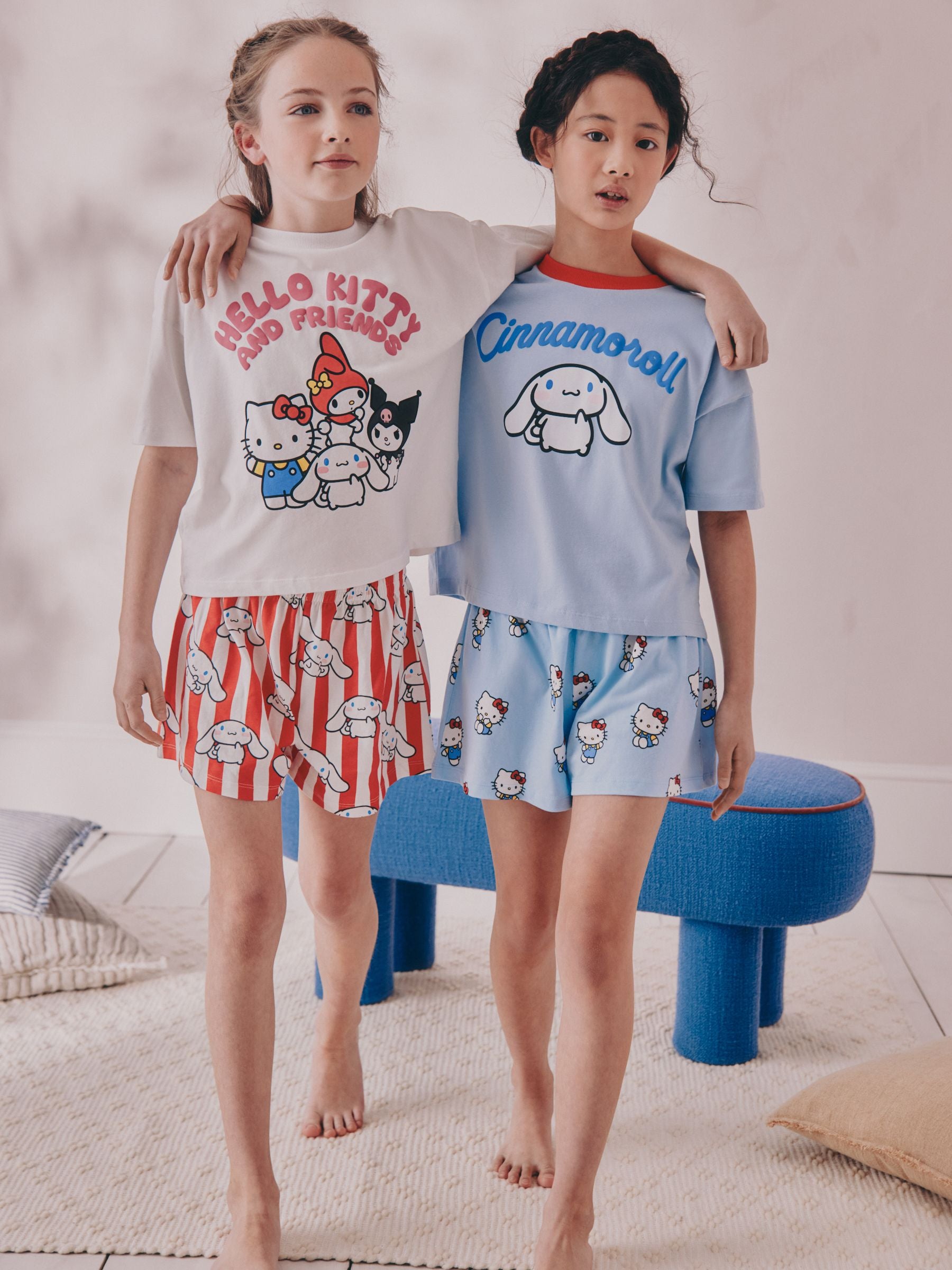Blue Short Hello Kitty Pyjamas 2 Pack (3-14yrs)