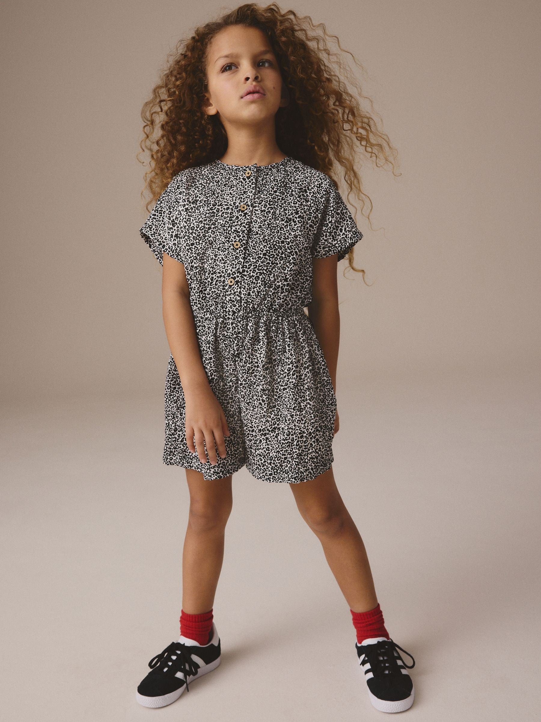 Black/White Printed Playsuit (3-16yrs)
