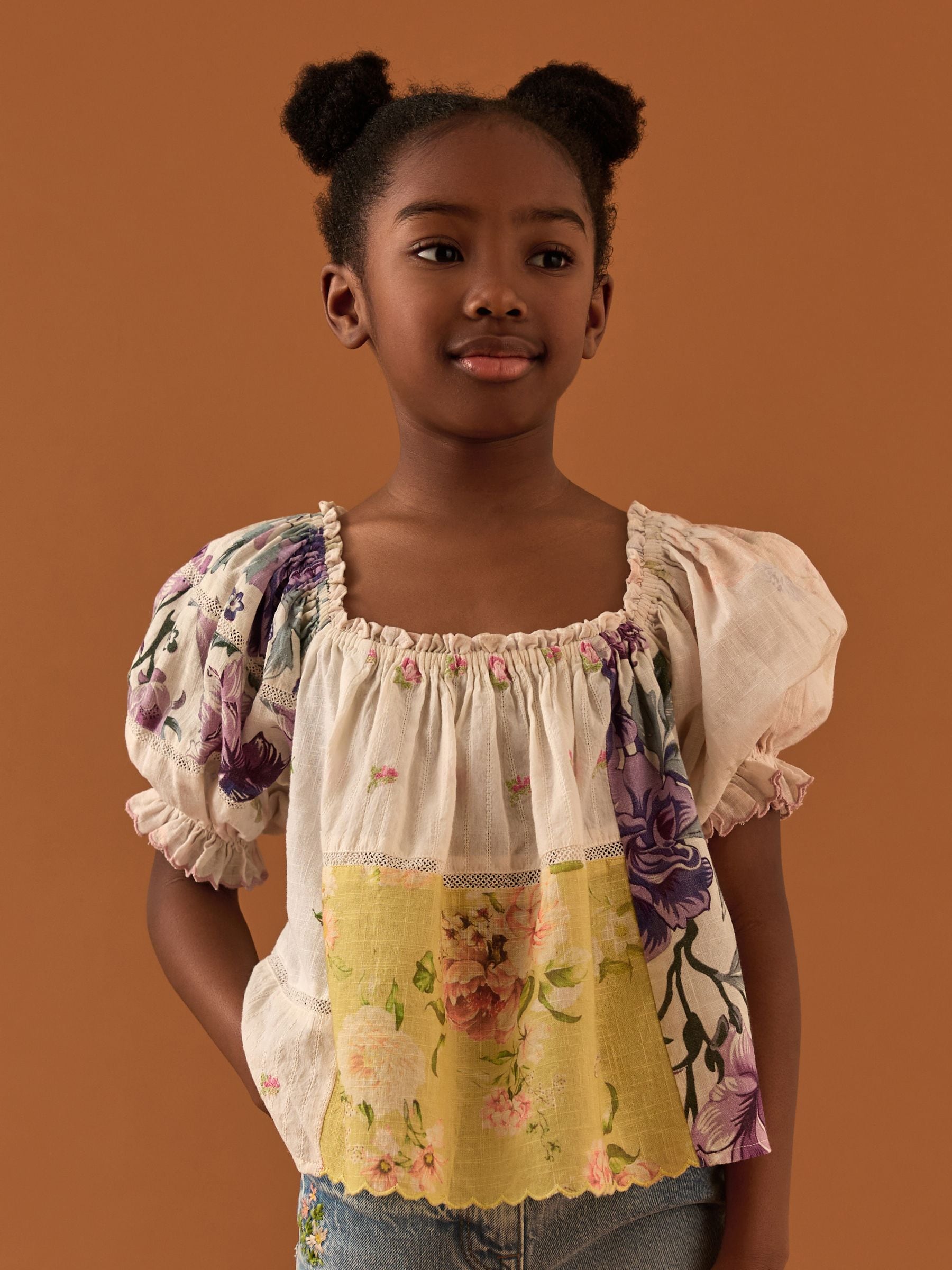 Cream/Yellow Patchwork Blouse (3-16yrs)