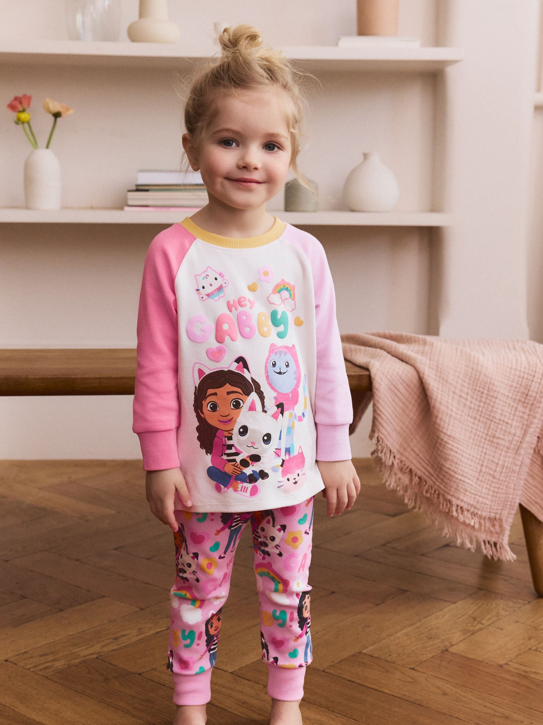 Pink 100% Cotton Gabbys Dollhouse Long Sleeved Snuggle Pyjamas 1 Pack (9mths-8yrs)