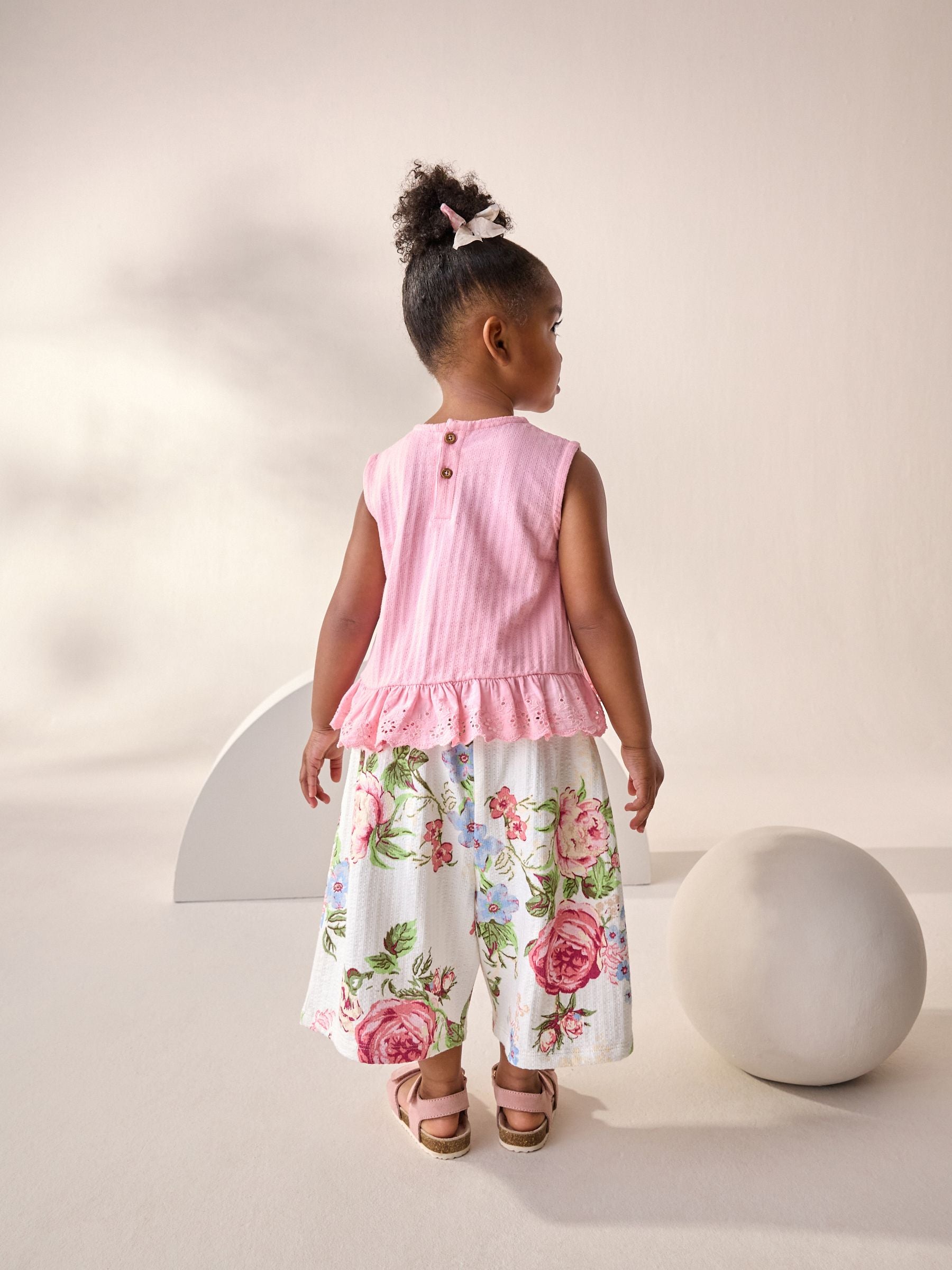 Pink Floral Frill Vest and Wide Leggings Set (3mths-7yrs)