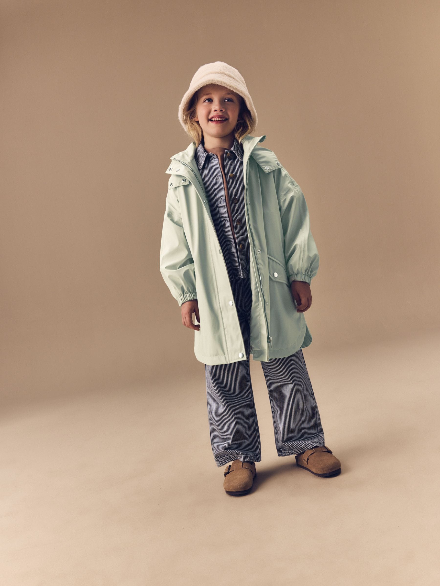 Sage Green Waterproof Rubber Trench Coat (3-16yrs)