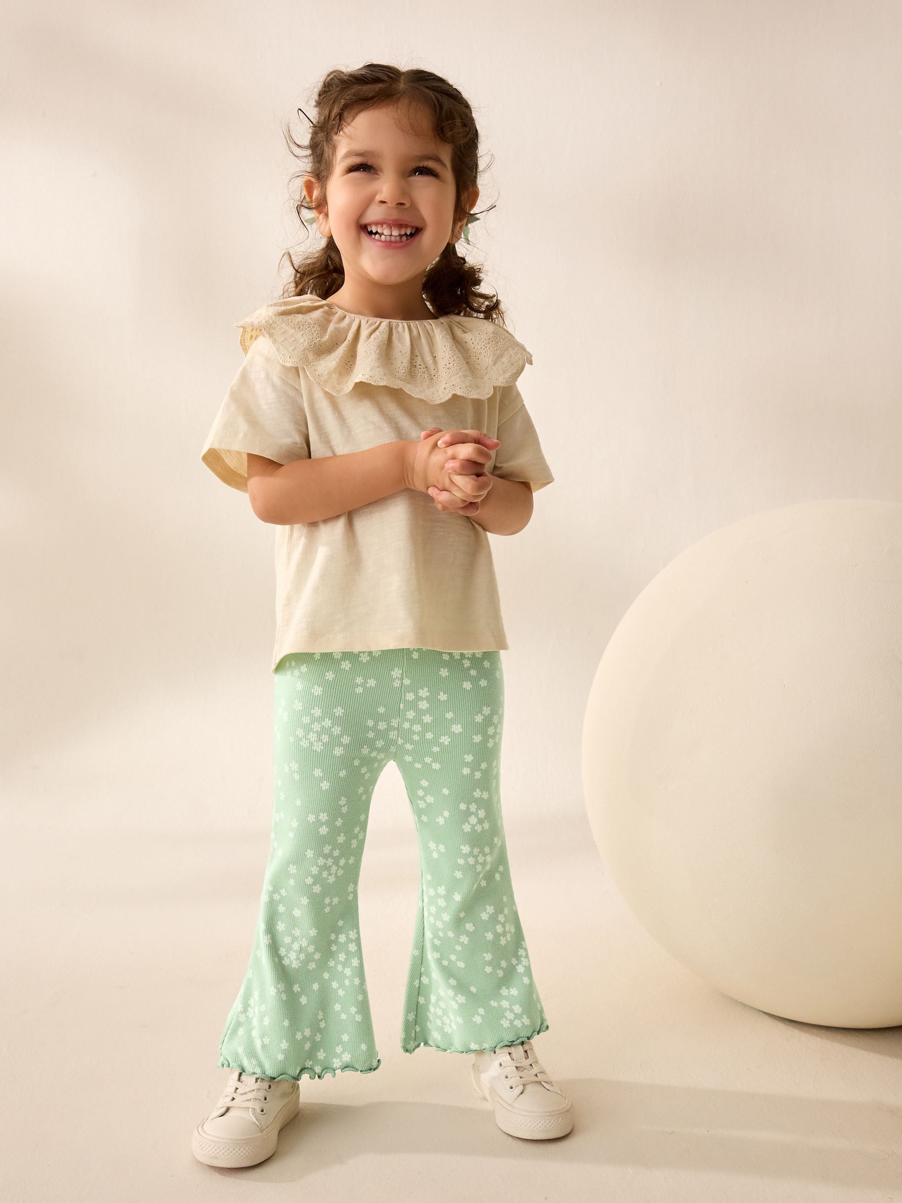 Green Ditsy Floral Rib Flare Leggings (3mths-7yrs)