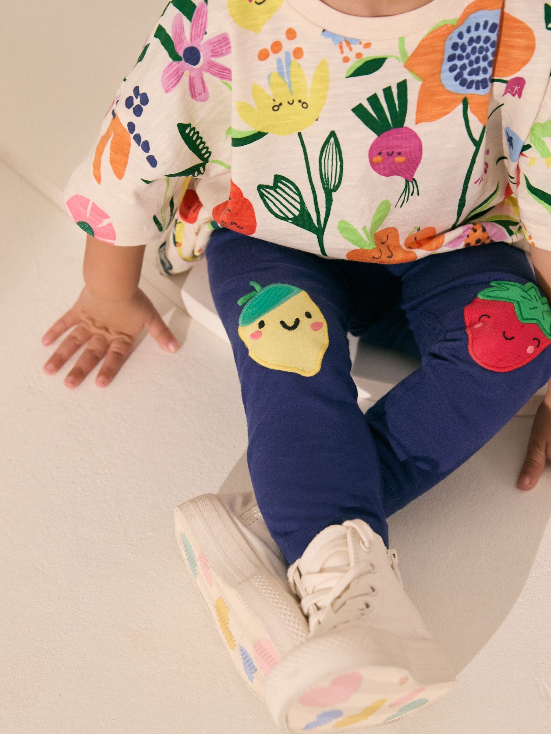 Navy Strawberry and Lemon Character Embellished Leggings (3mths-7yrs)