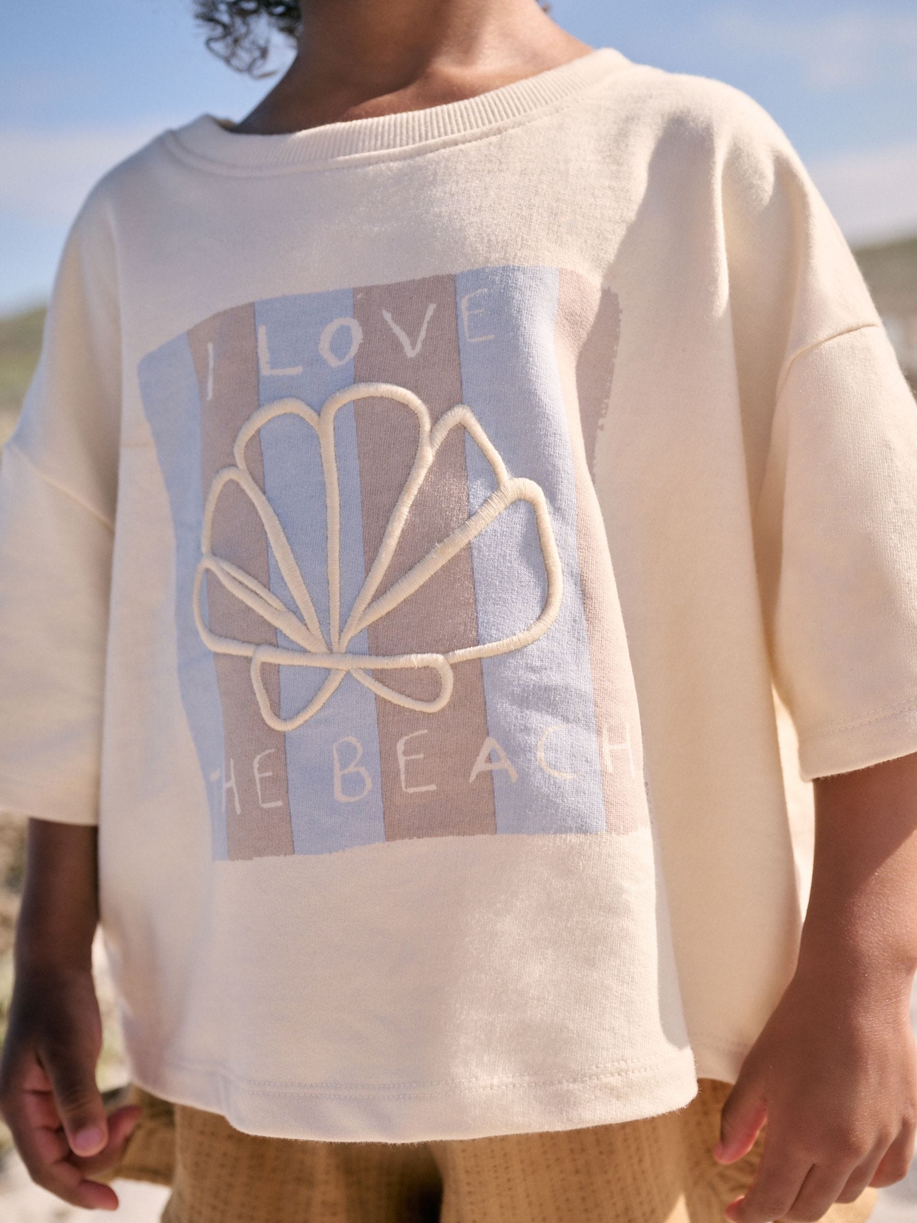 Cream Shell 100% Cotton T-Shirt and Shorts Set (3mths-7yrs)