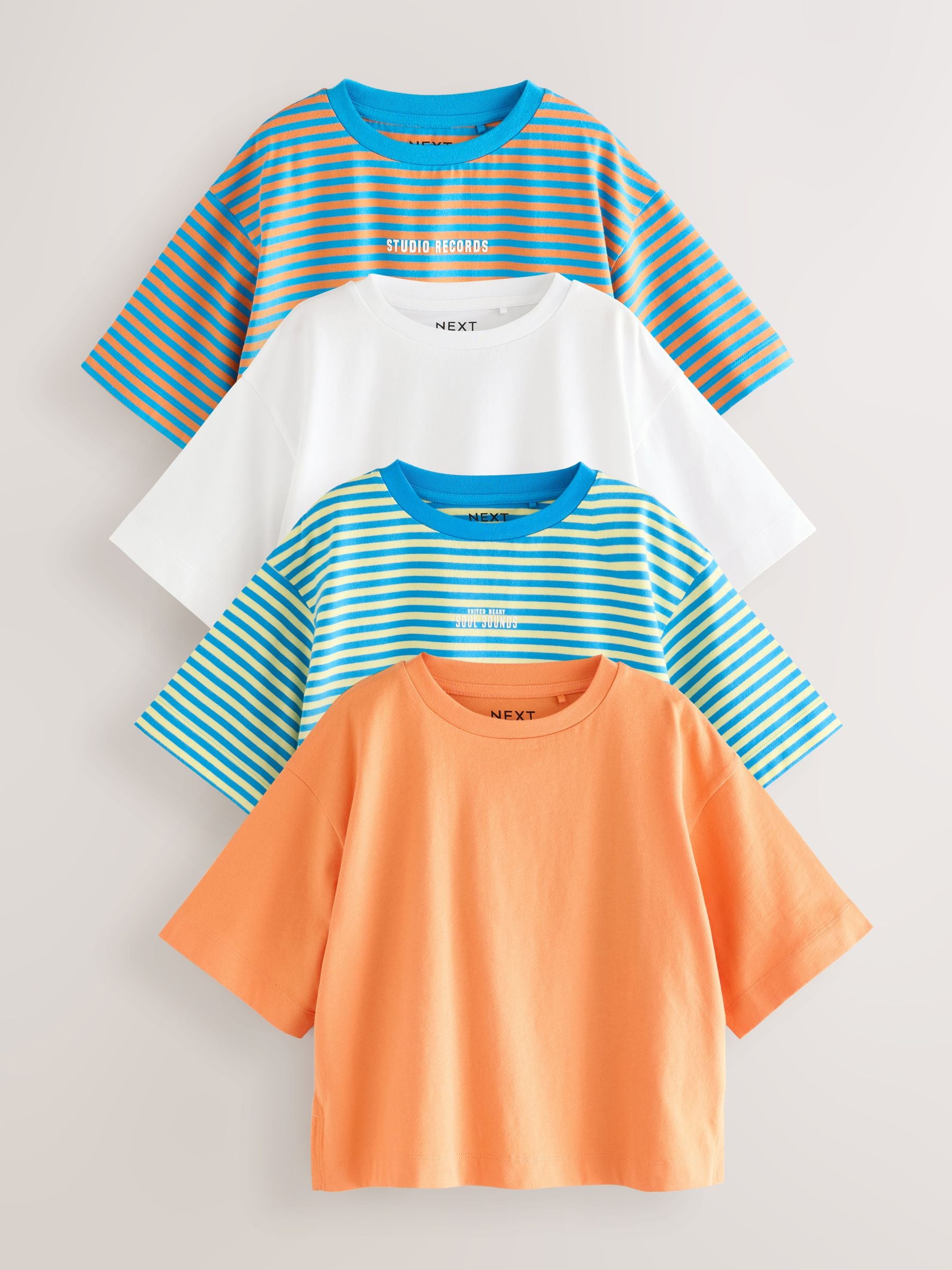 Bright Orange Stripe Oversized T-Shirts 4 Pack (3-16yrs)