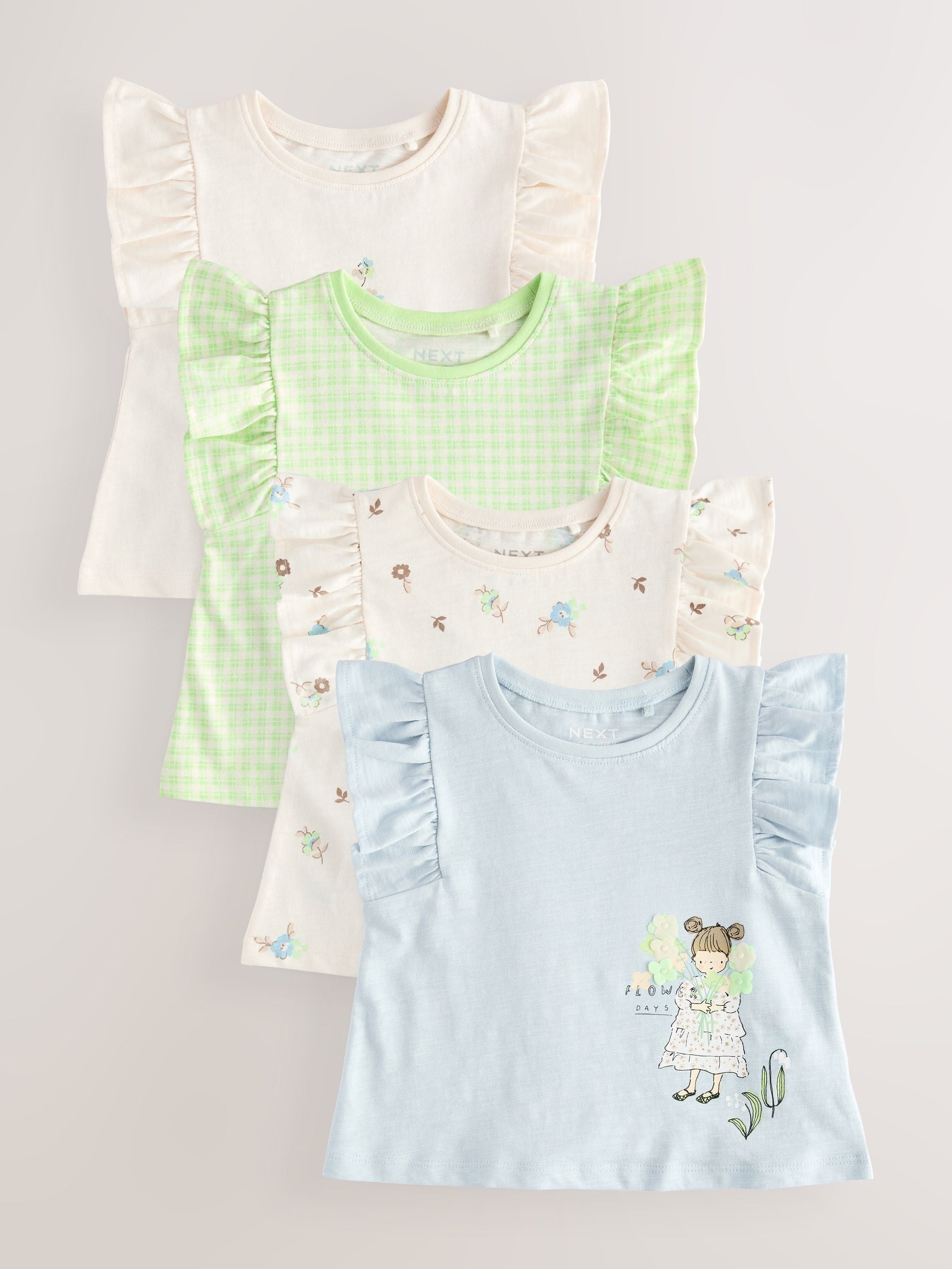 Blue Girl 100% Cotton Vest Tops 4 Pack (3mths-7yrs)