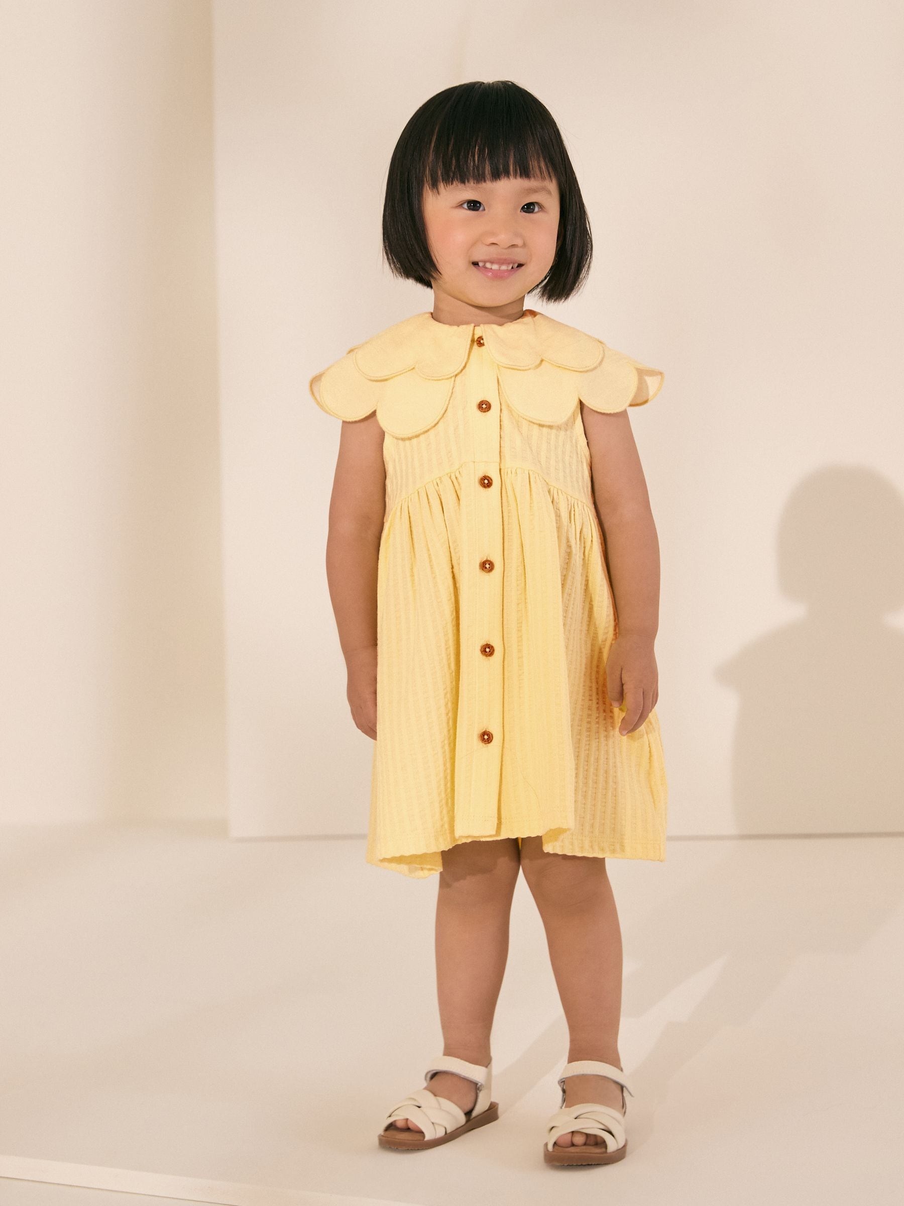 Yellow Sleeveless Collar Summer Dress (3mths-7yrs)