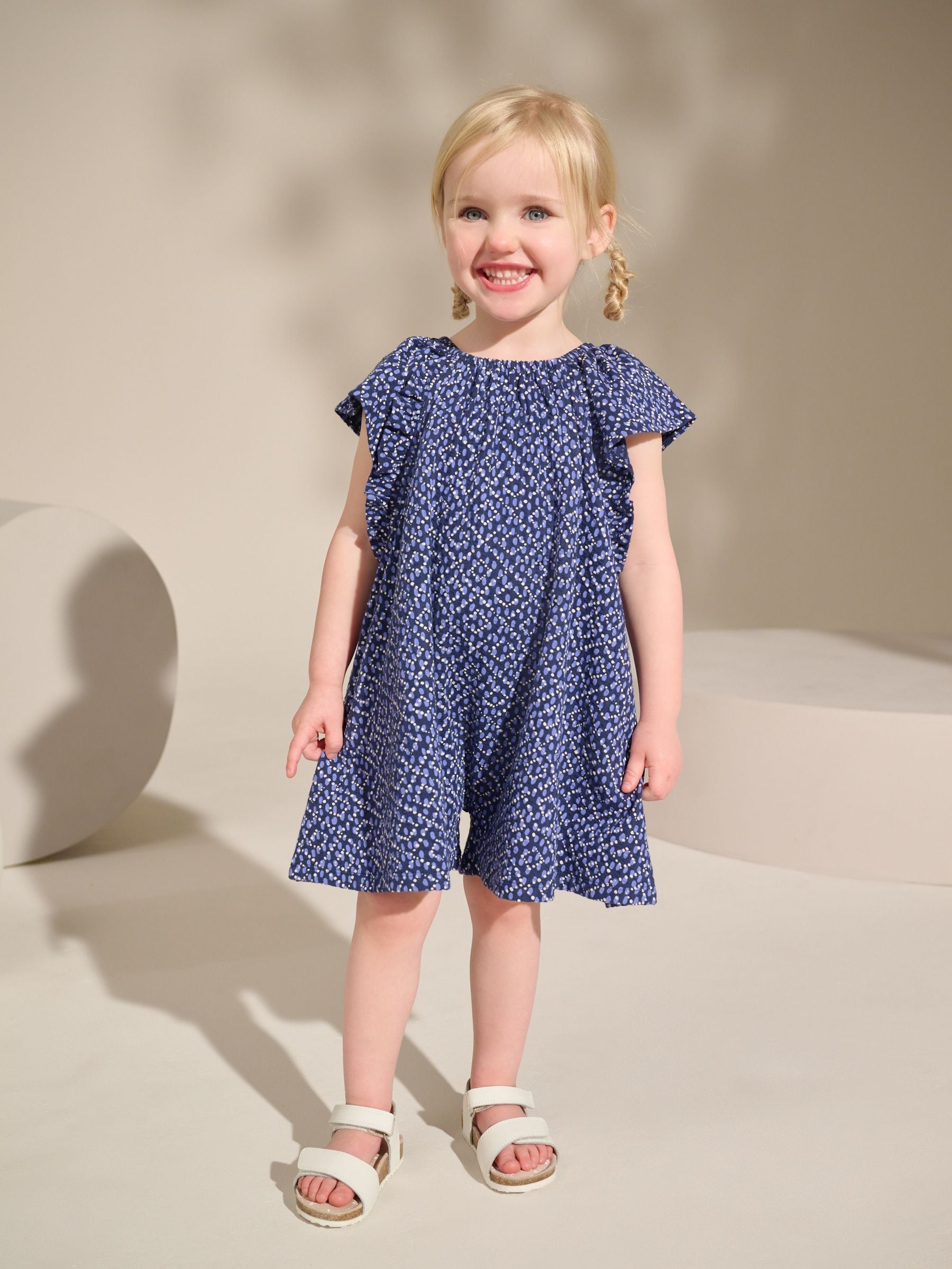 Pink 100% Cotton Jersey Ruffle Playsuit (3mths-7yrs)