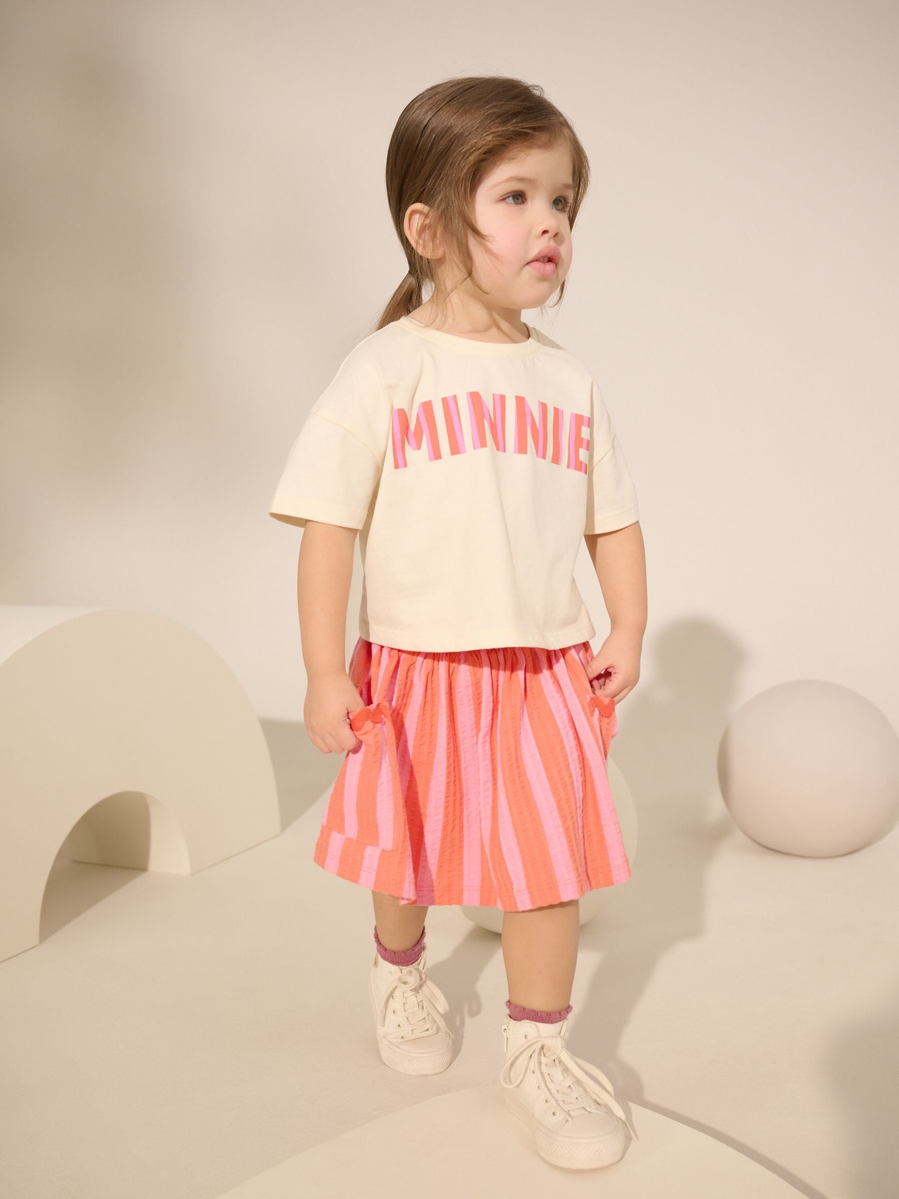 Orange/Pink Minnie Mouse Top & Skirt Set (3mths-7yrs)