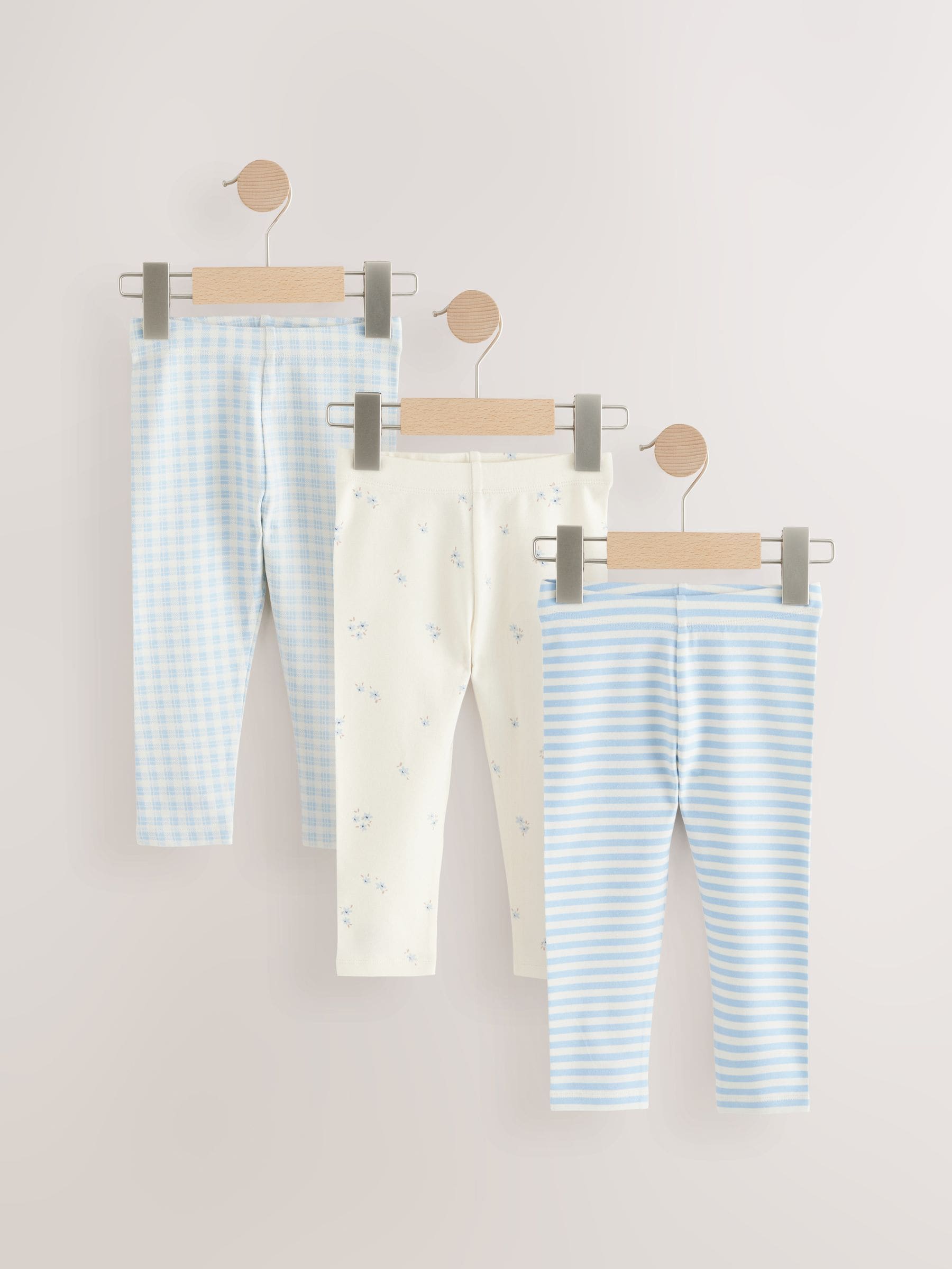 Blue Ribbed Leggings 3 Pack (3mths-7yrs)
