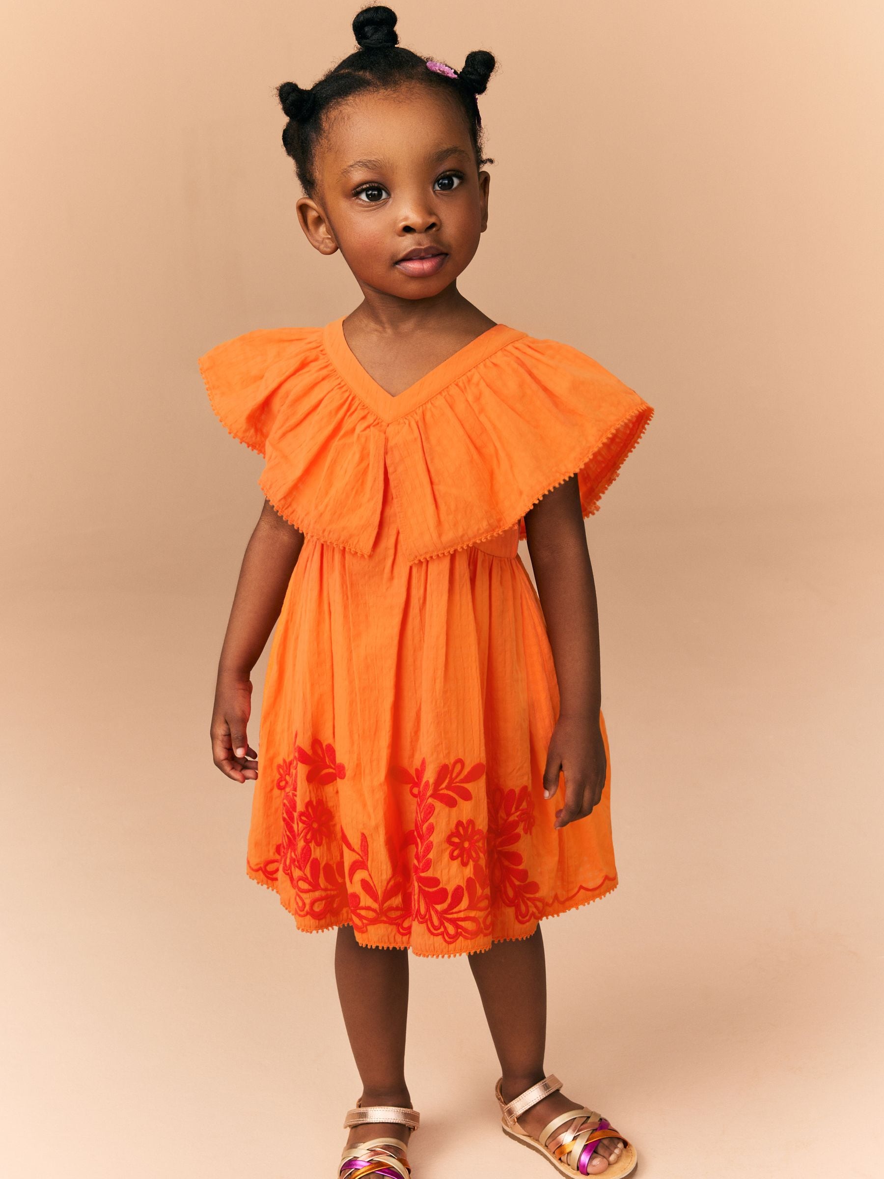 Orange Embroidered Summer Dress (3mths-10yrs)