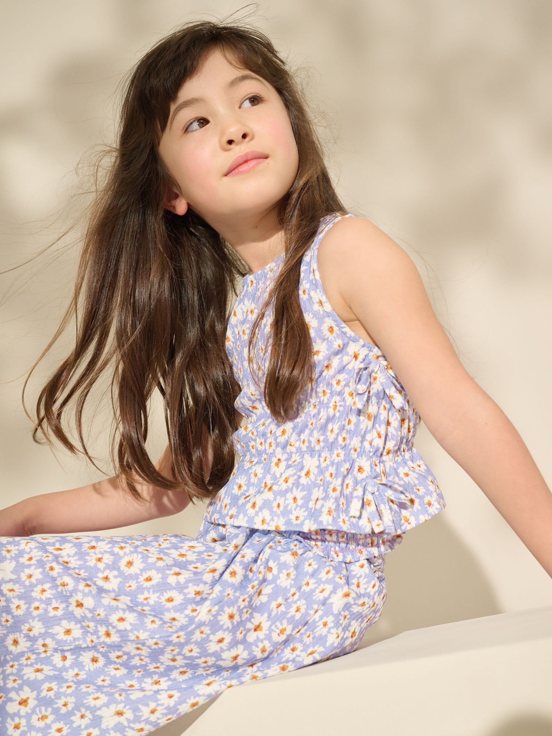 Lilac Purple Floral Top and Wide Leg Trousers Set (3-16yrs)