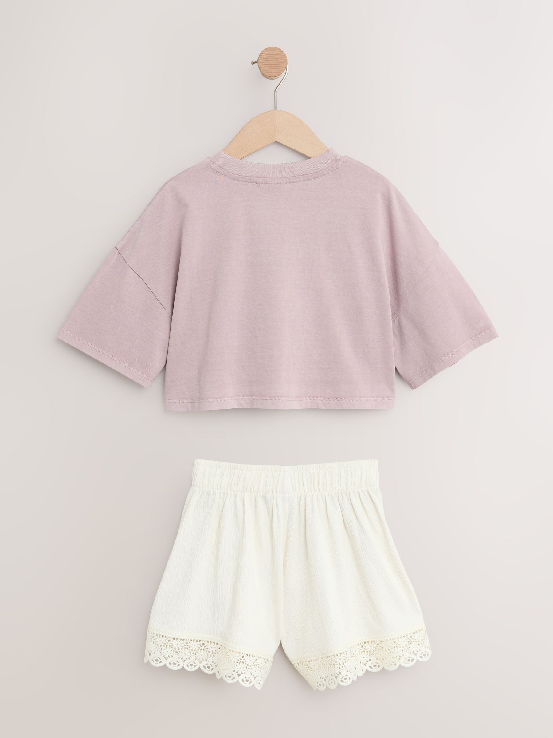 Dusky Purple Butterfly T-Shirt And Textured Shorts Set (3-16yrs)
