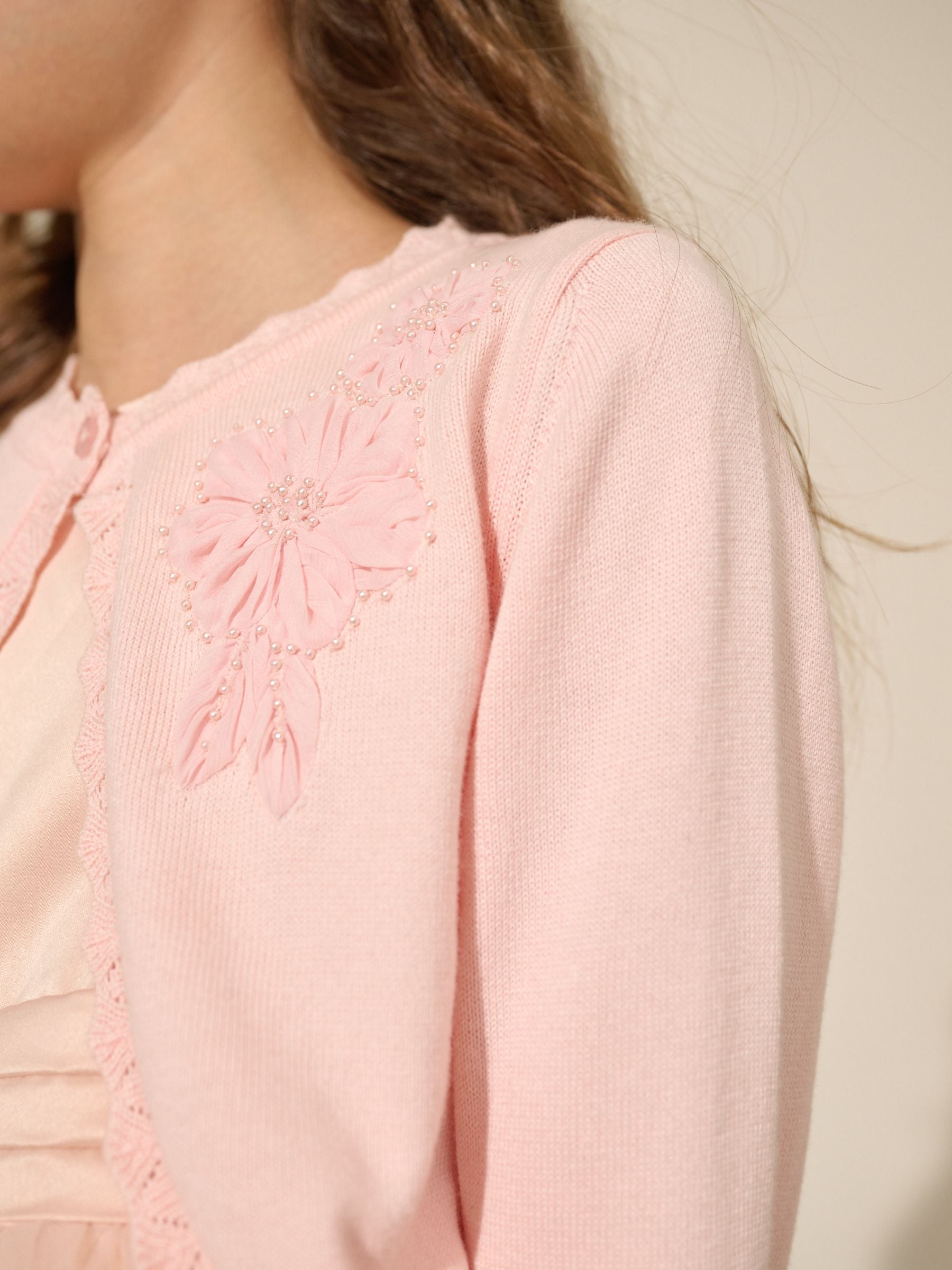 Pink 100% Cotton Embellished Occasion Cardigan (3-16yrs)