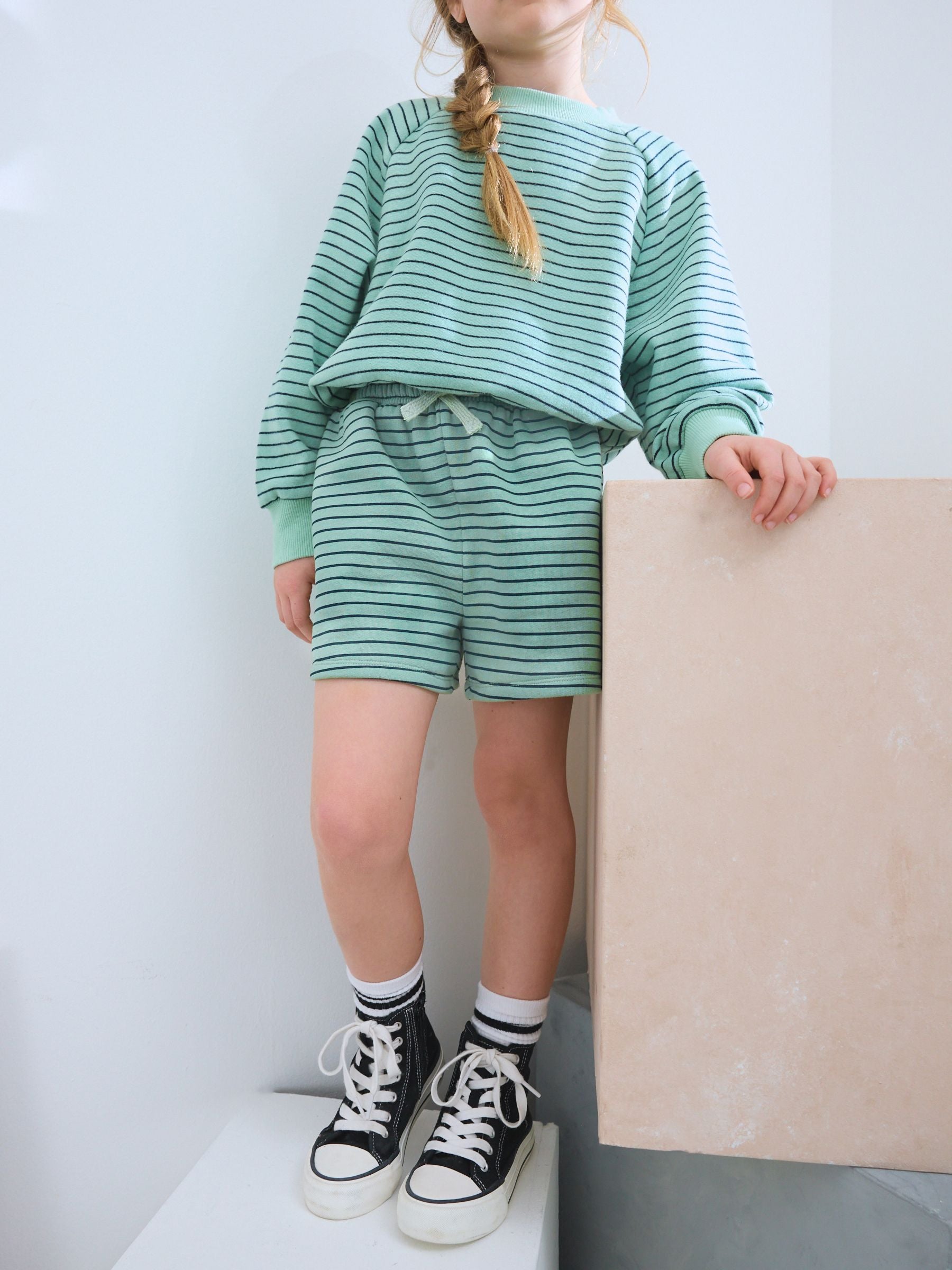 Green Stripe Jersey Shorts (3-16yrs)