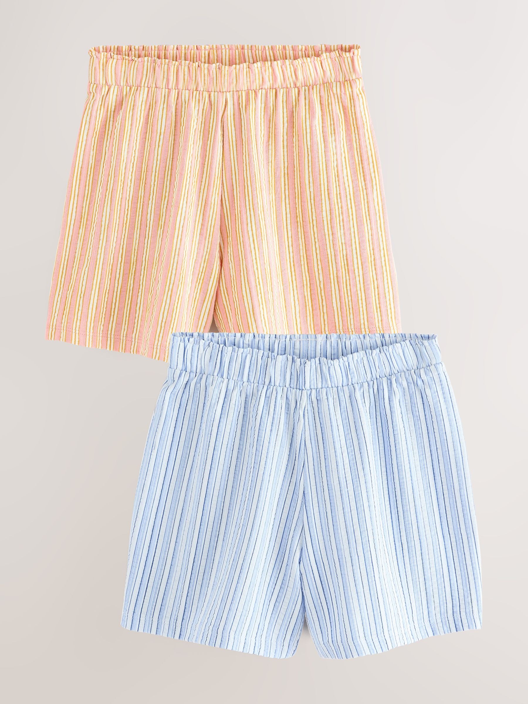 Multi Blue/Pink 100% Cotton Shorts 2 Pack (3-16yrs)
