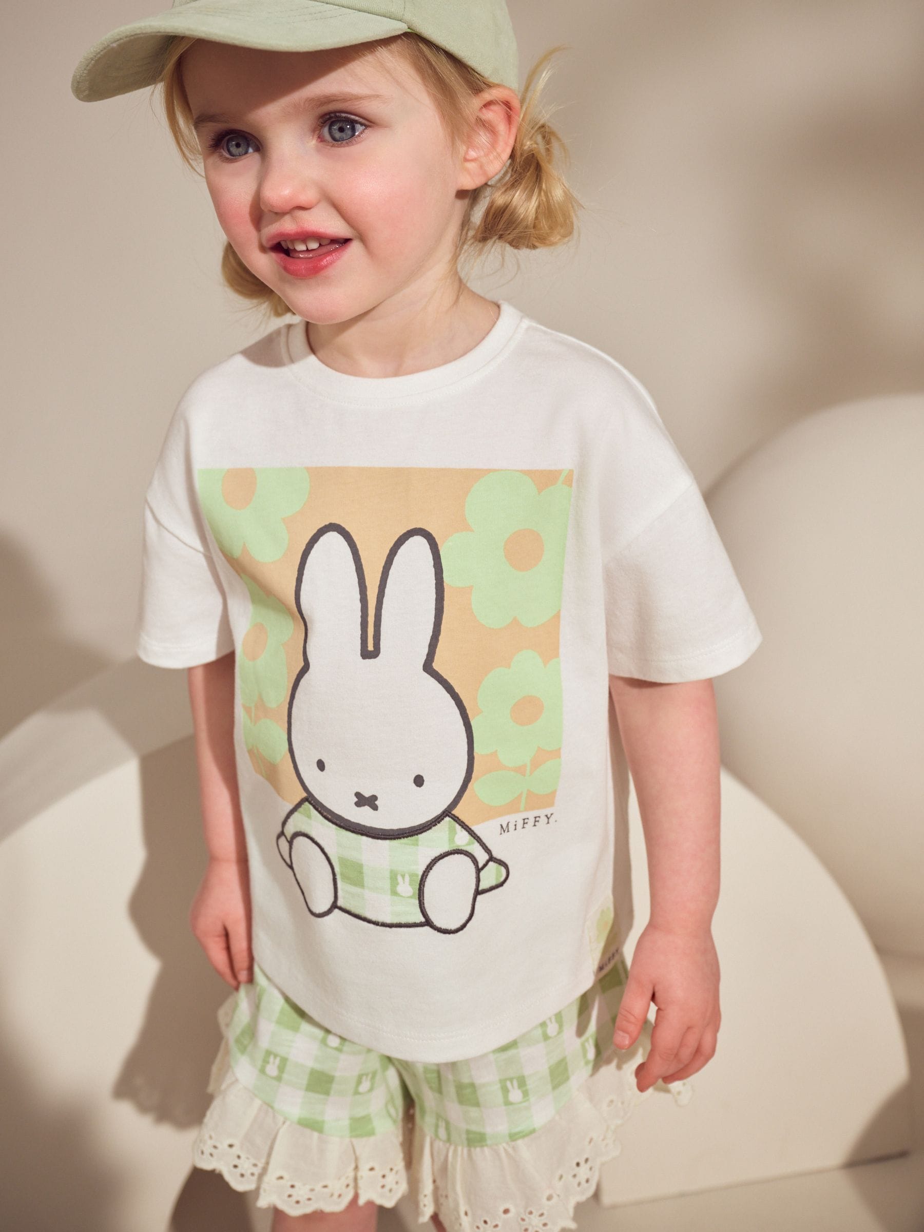 Green Gingham Miffy Short Sleeve 100% Cotton T-Shirt and Shorts Set (3mths-7yrs)