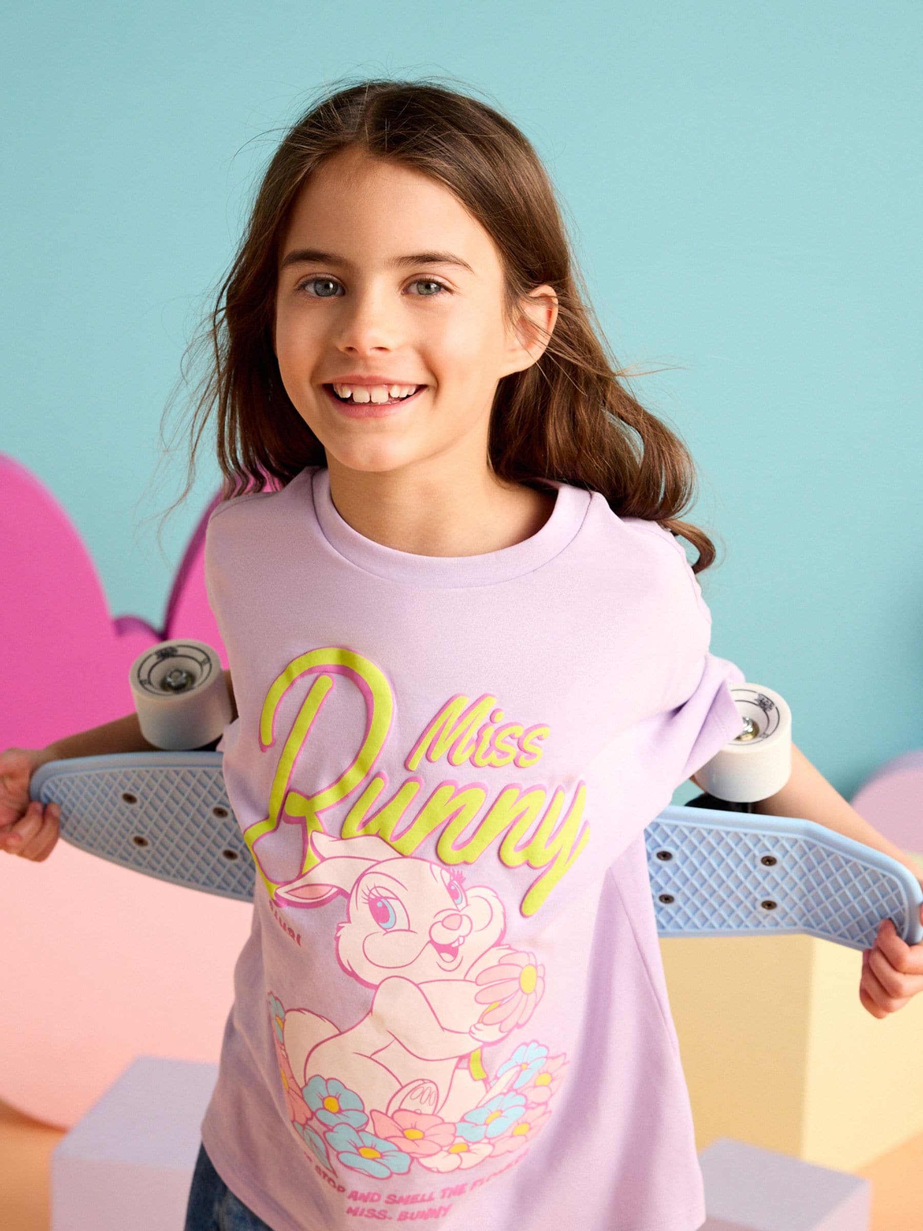 Purple Bambi Miss Bunny Oversized License T-Shirt (3-16yrs)