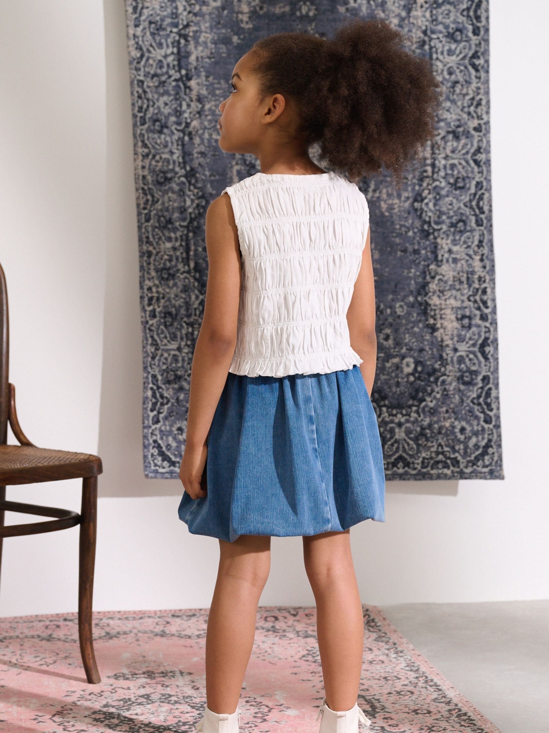 White Shirred Peplum Vest (3-16yrs)