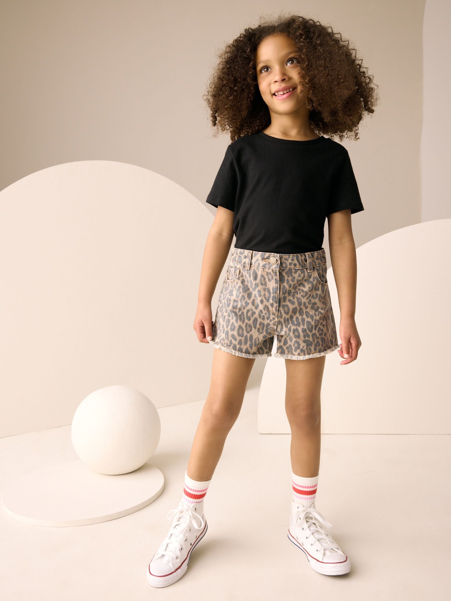 Animal Regular Length Frayed Edge Denim Shorts (3-16yrs)