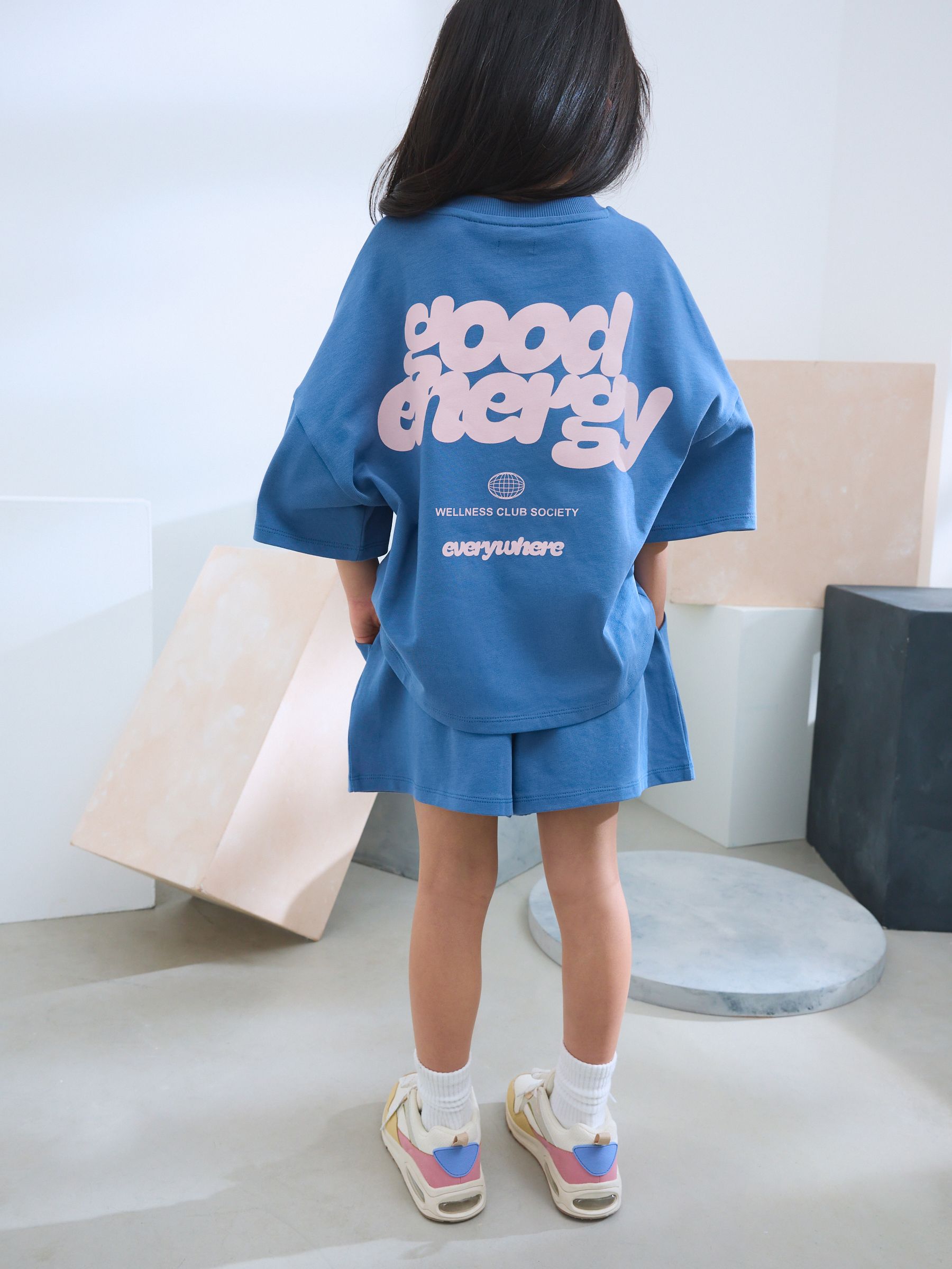 Blue Slogan 100% Cotton T-Shirt And Short Set (3-16yrs)