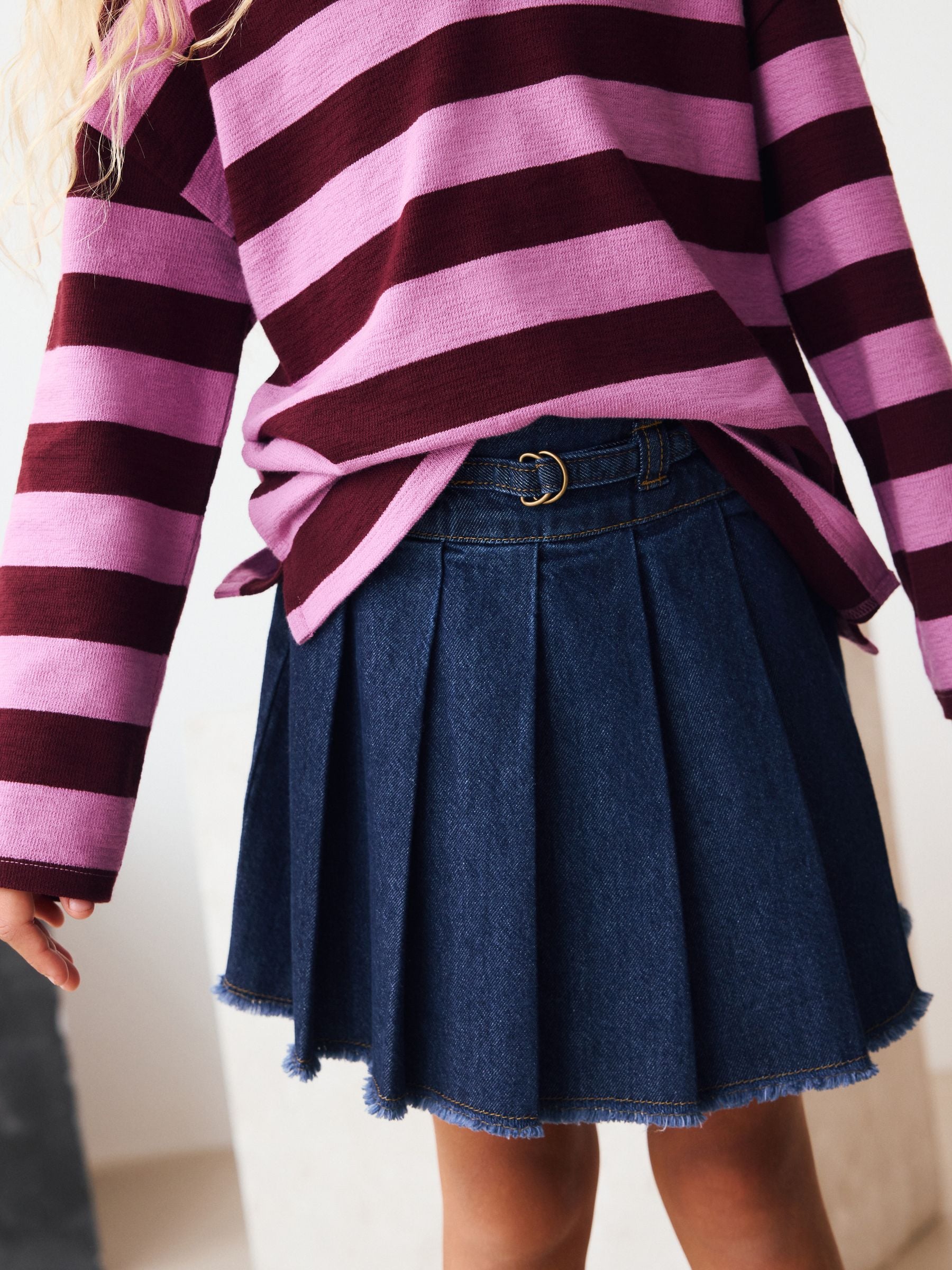 Dark Wash Denim Pleated Skirt (3-16yrs)