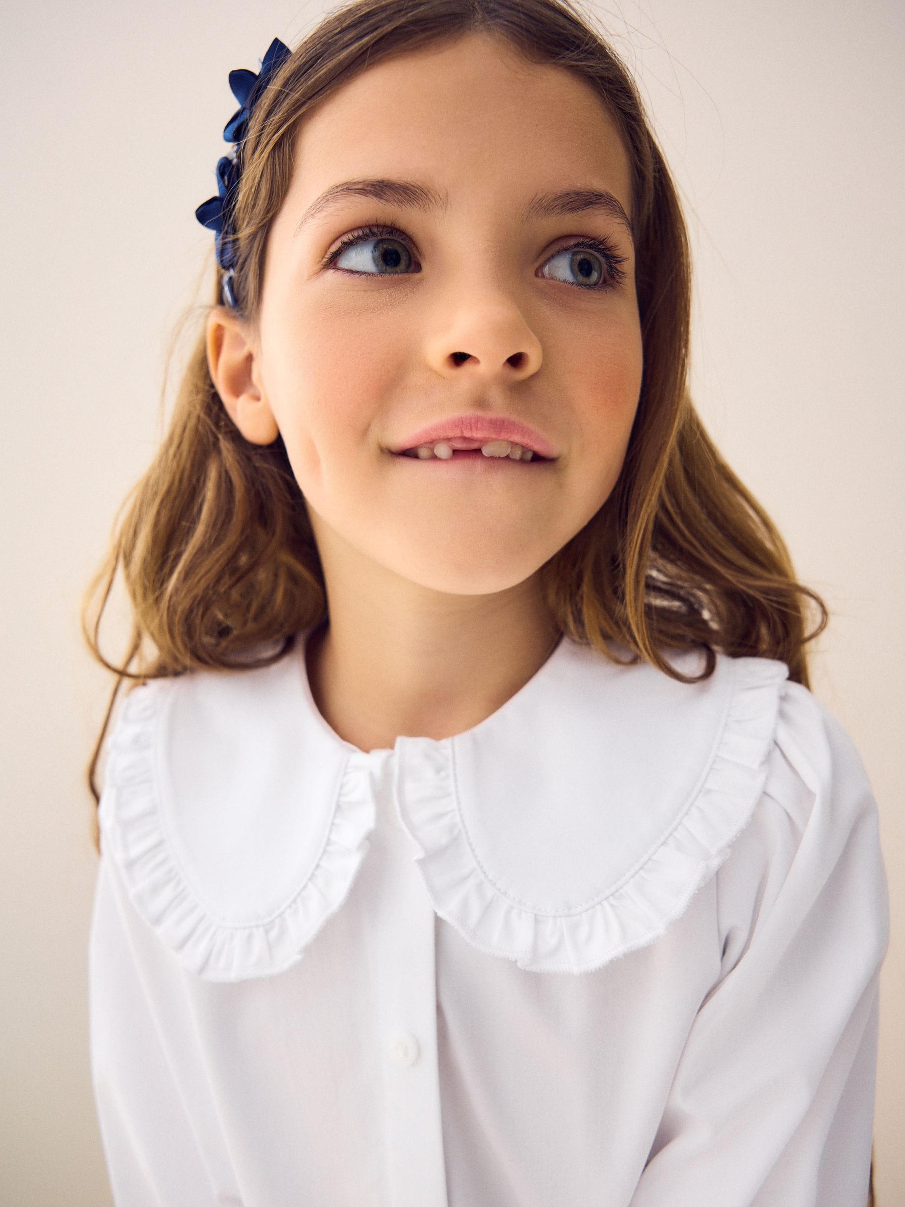 White Touch Fastening Cotton Rich Frill Collar School Blouse (3-14yrs)