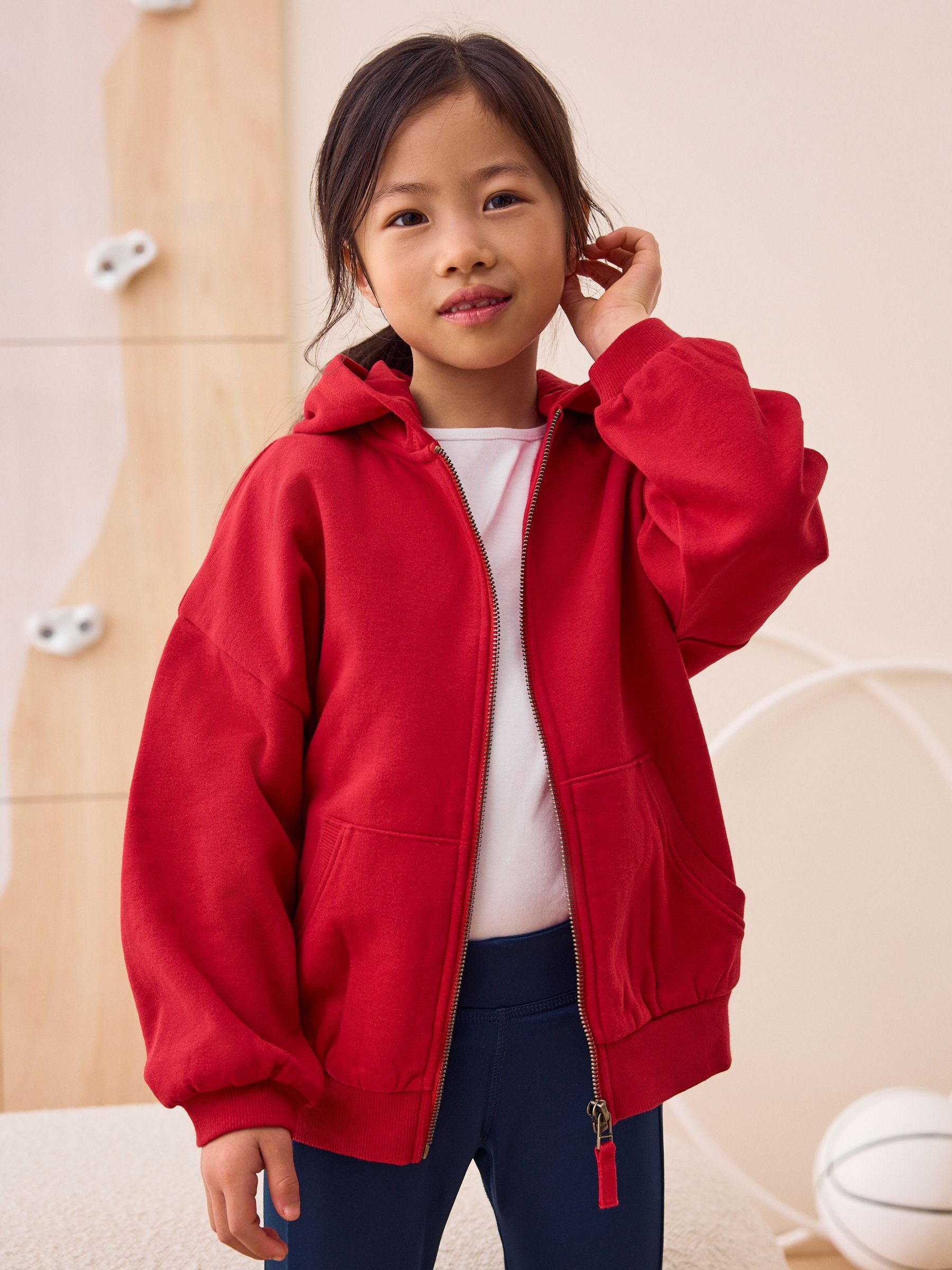 Red Cotton Rich Zip Through Sports Hoodie (3-16yrs)