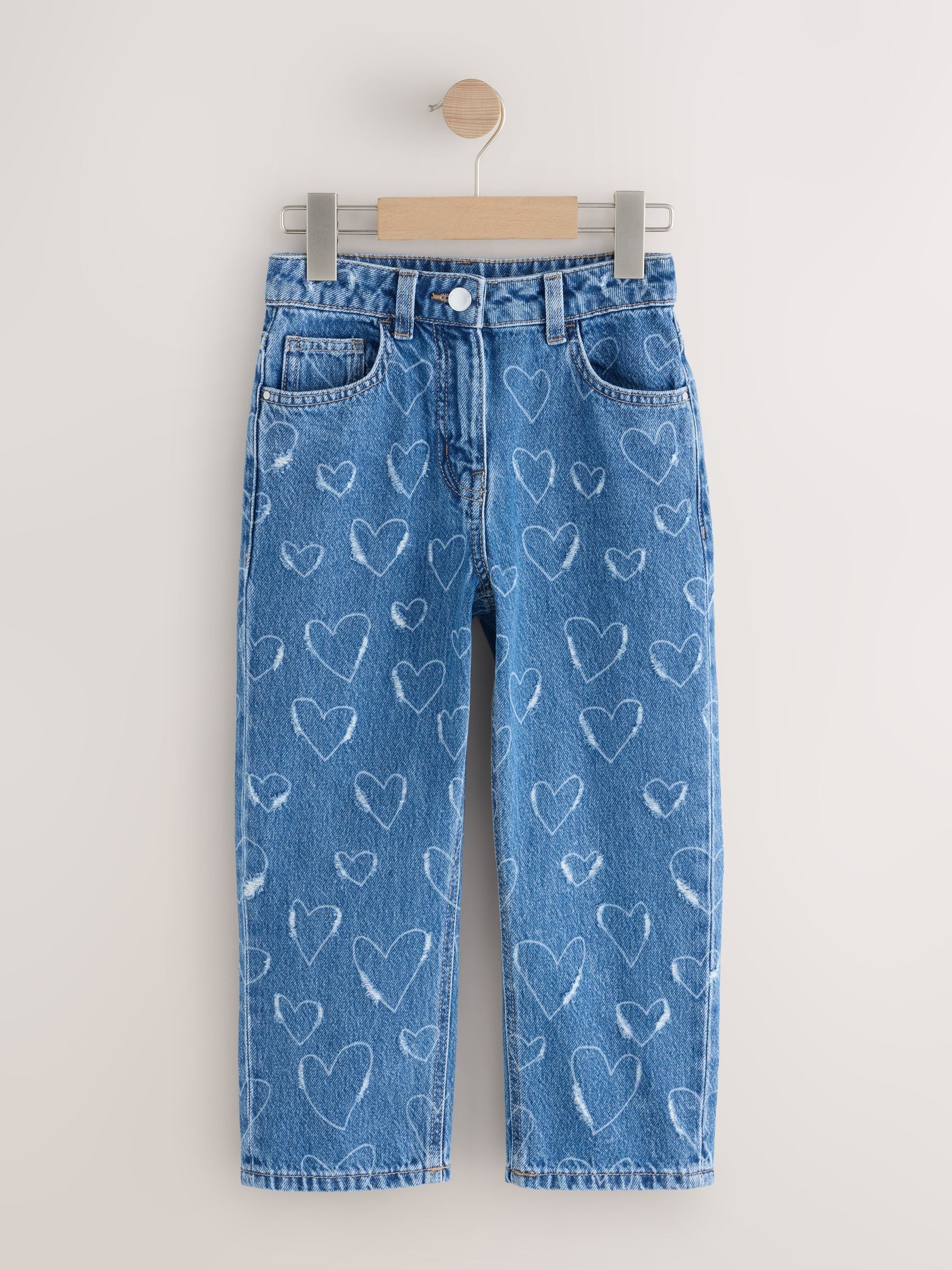 Mid Blue Denim Heart Straight Leg Jeans (3-16yrs)
