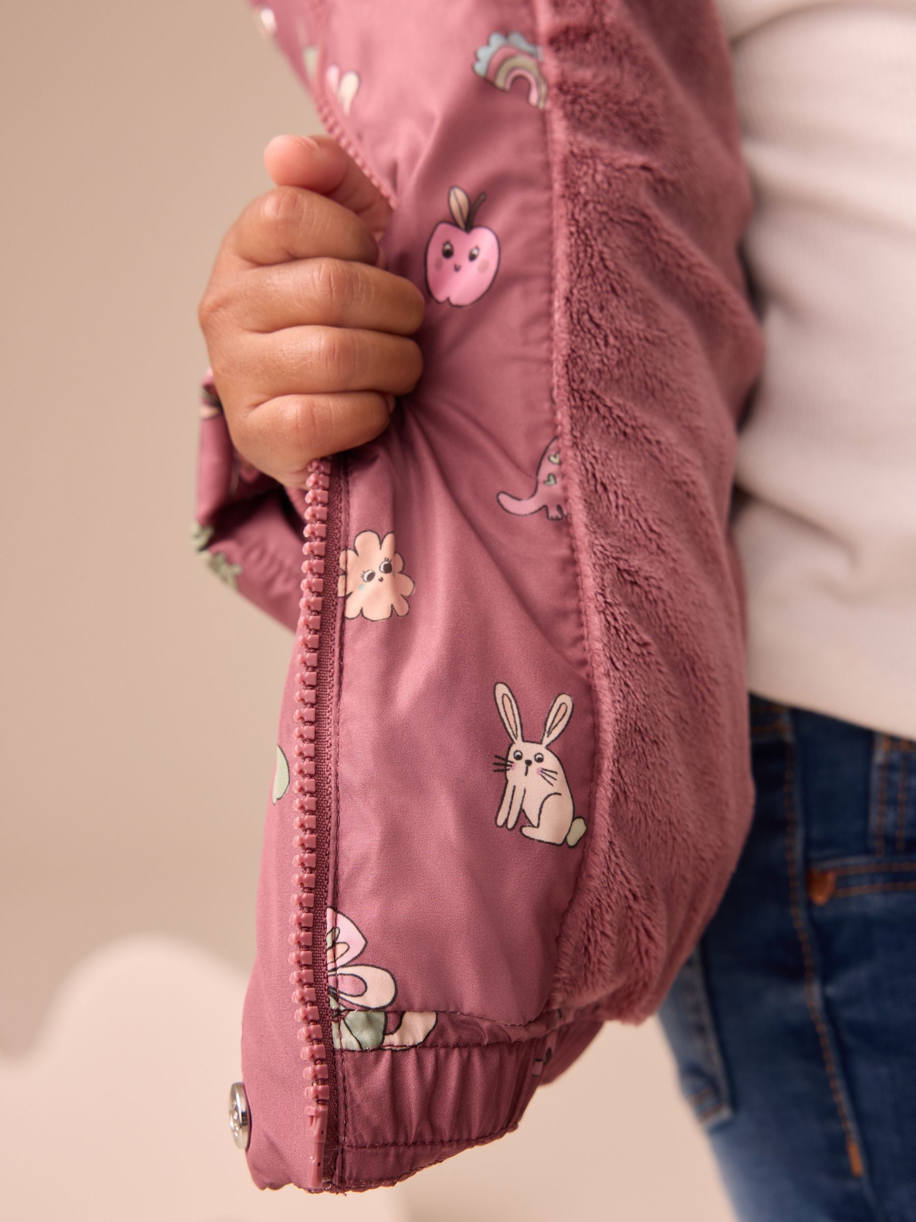 Burgundy Red Shower Resistant Faux Fur Lined Padded Coat (3mths-7yrs)