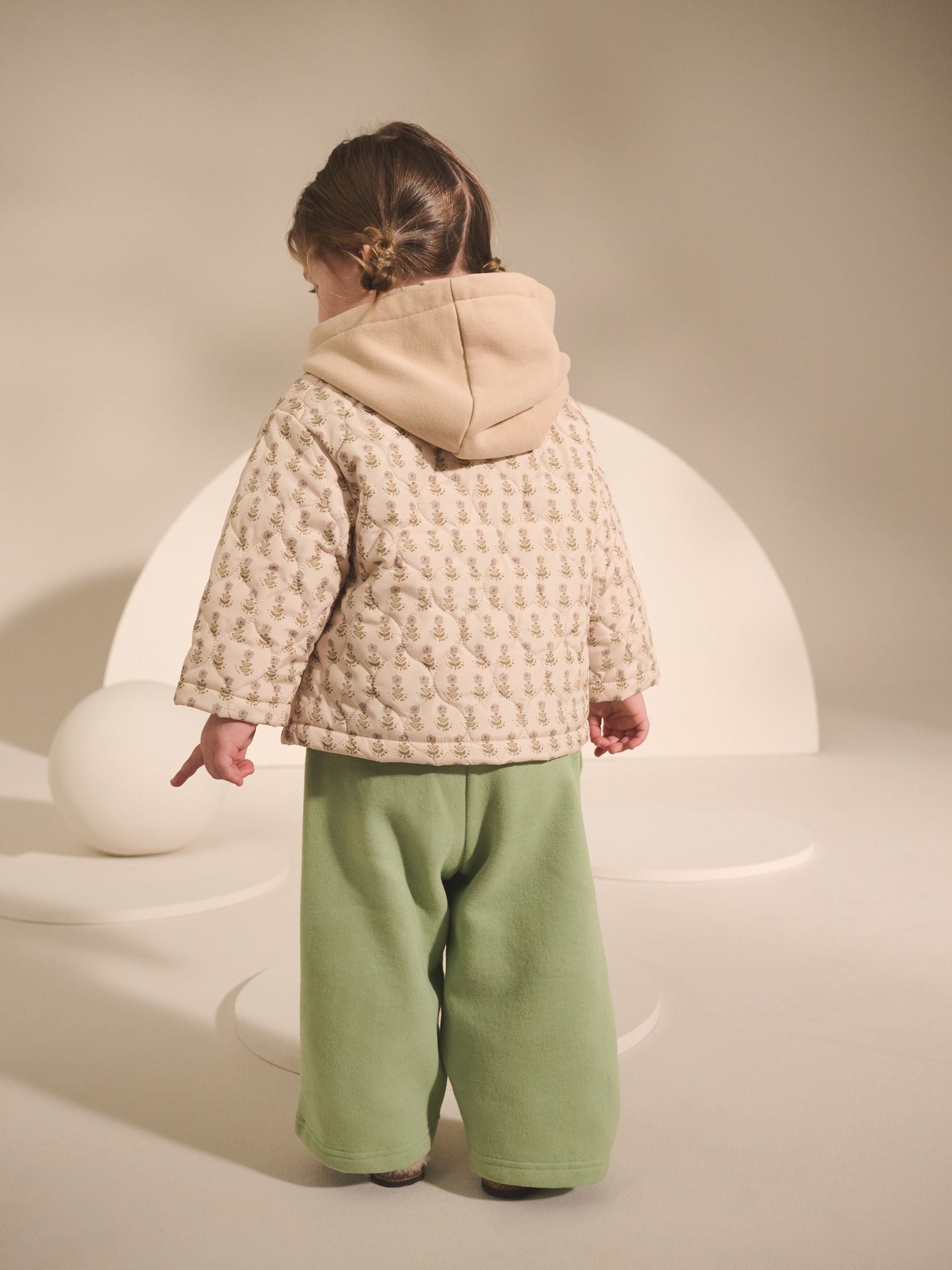 Ecru Jersey Hood Ditsy Print Padded Jacket (3mths-7yrs)