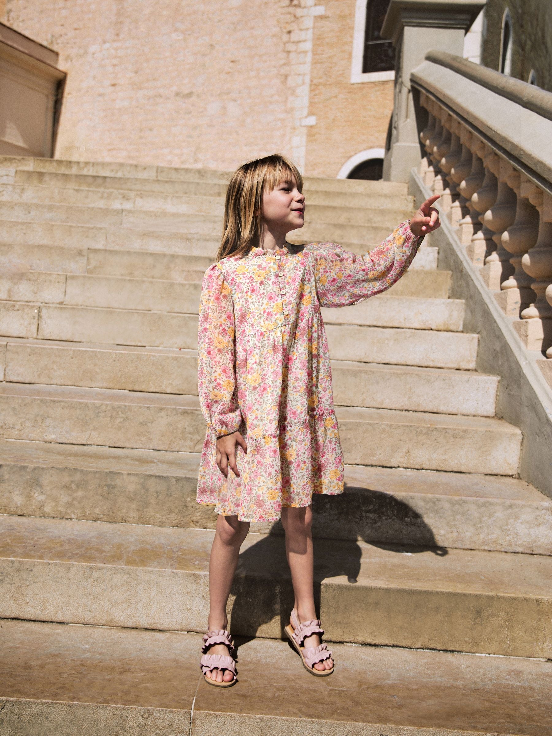 Sage Green Ditsy Tiered Dress (3-16yrs)
