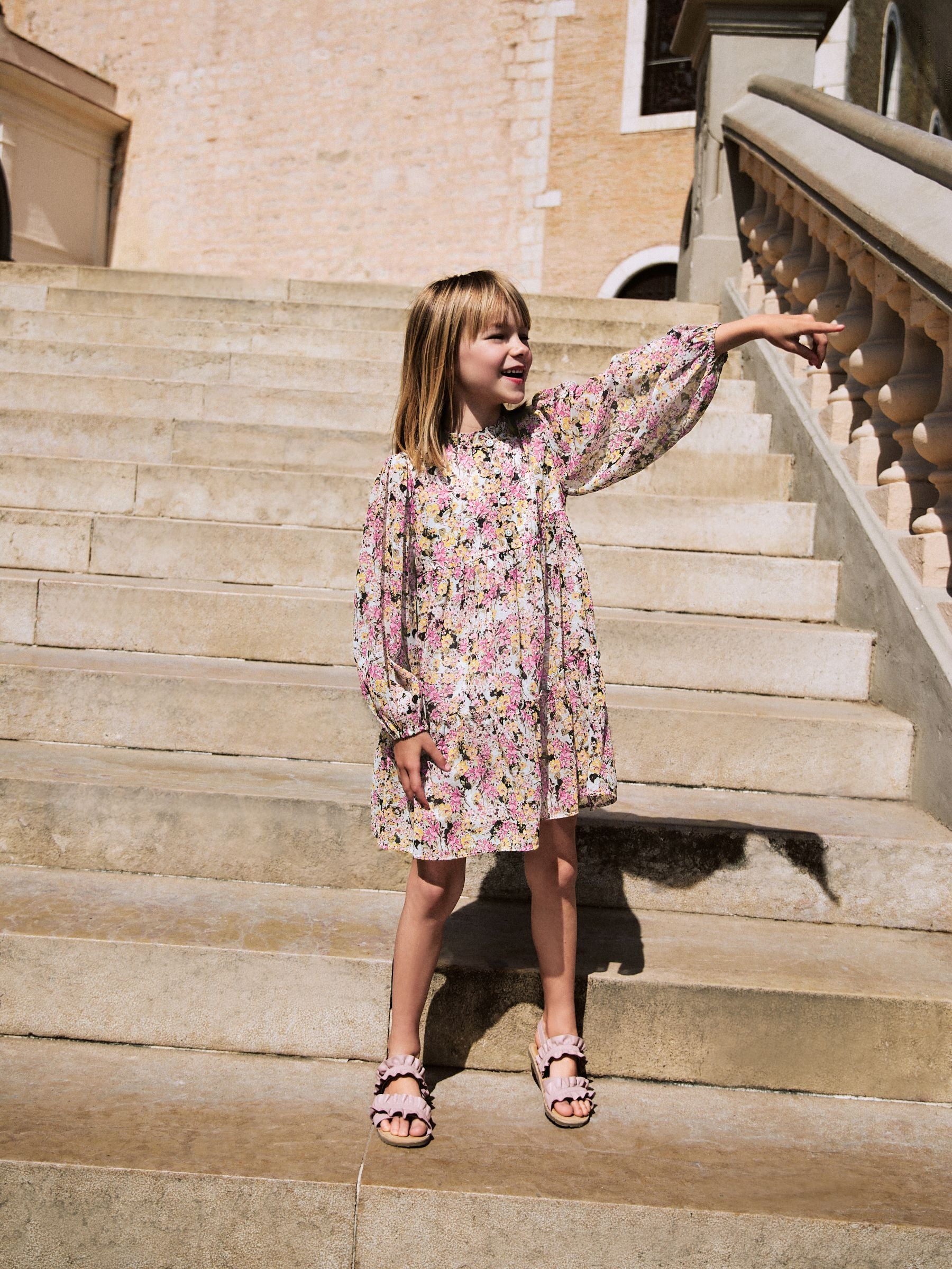 Sage Green Ditsy Tiered Dress (3-16yrs)