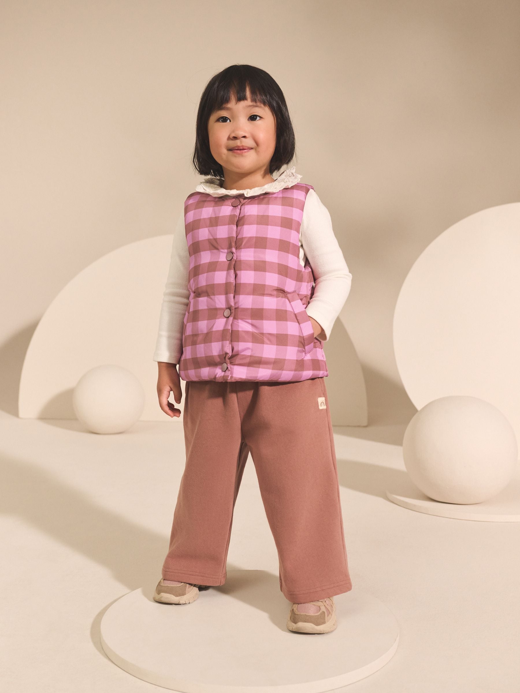 Pink Check Print Gilet (3mths-7yrs)