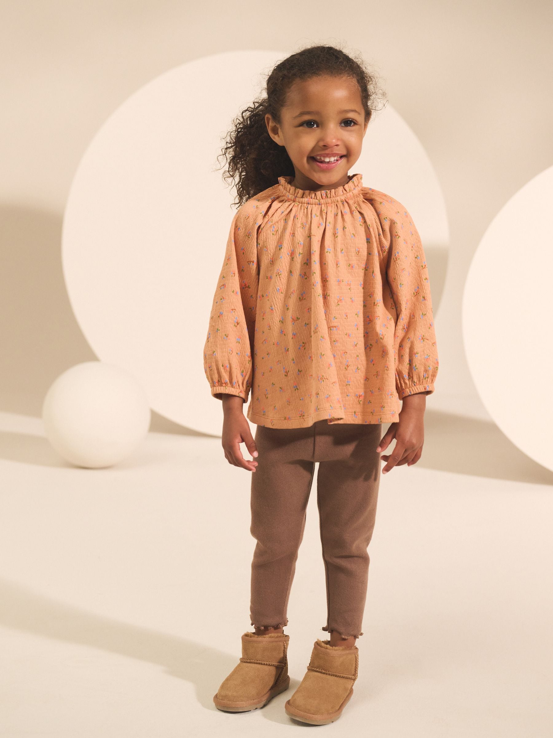 Orange Ditsy Floral Long Sleeve Blouse and Leggings Set (3mths-7yrs)