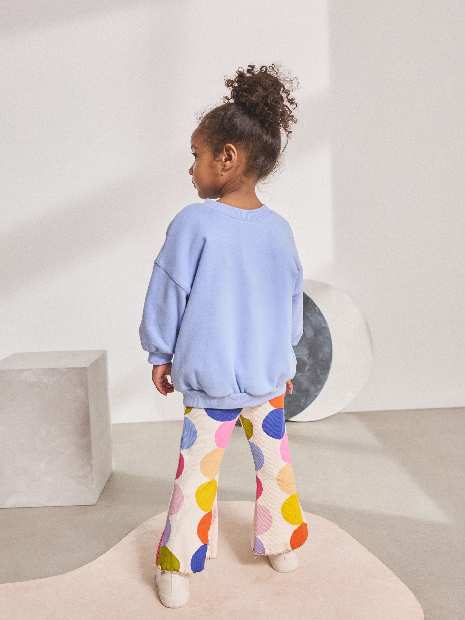 Blue Rainbow Spot Long Sleeve Top and Flare Set (3mths-7yrs)